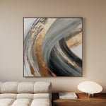 Abstract 1363 Canvas Art 16" x 16" / 40 x 40 cm / Black