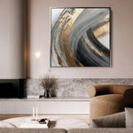 Abstract 1363 Canvas Art 16" x 16" / 40 x 40 cm / Black