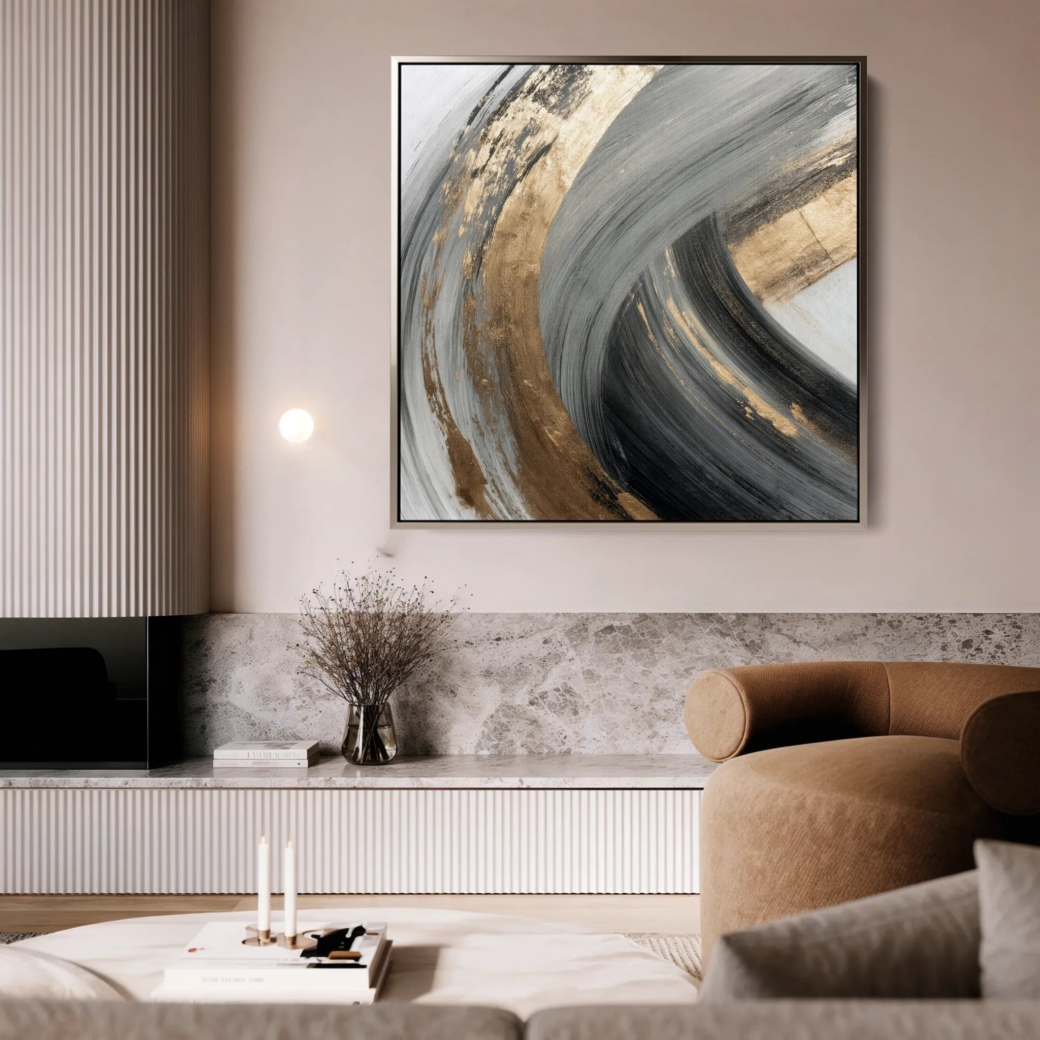 Abstract 1363 Canvas Art 16" x 16" / 40 x 40 cm / Black