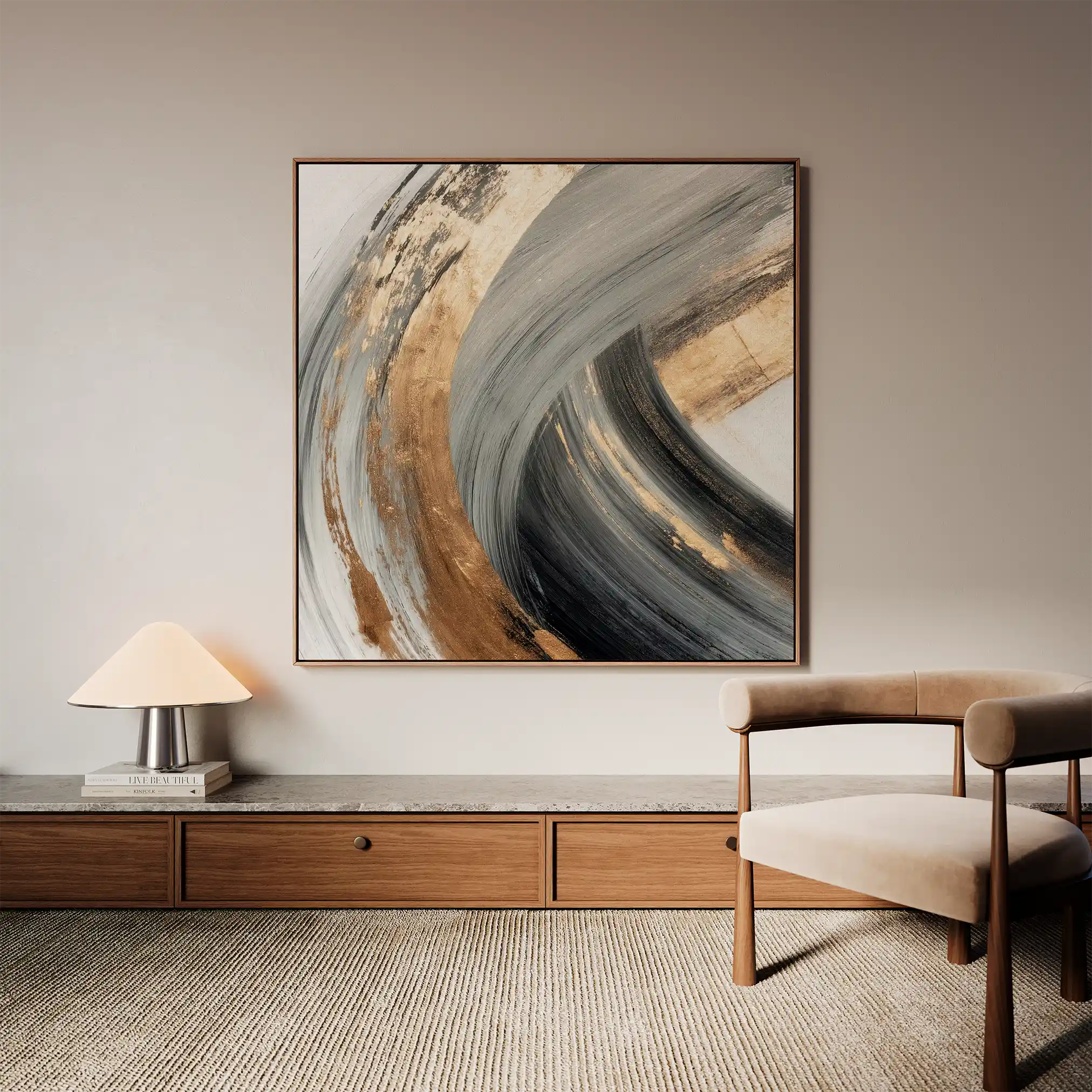 Abstract 1363 Canvas Art 60 x 60 cm / Black