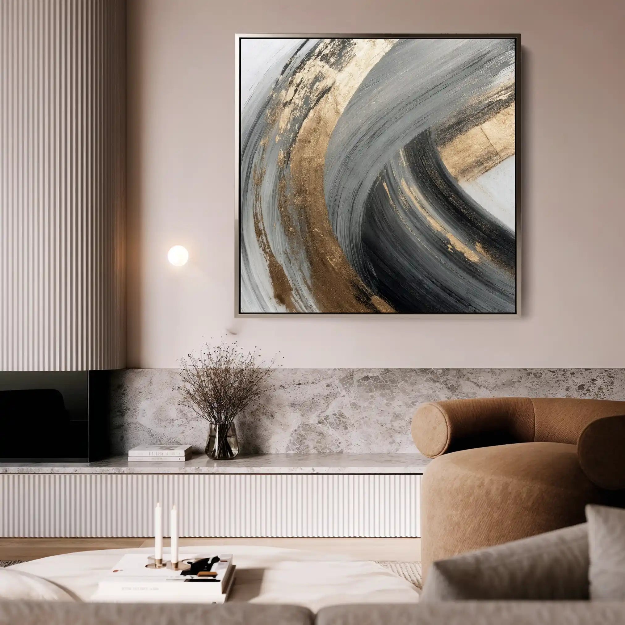 Abstract 1363 Canvas Art 60 x 60 cm / Black