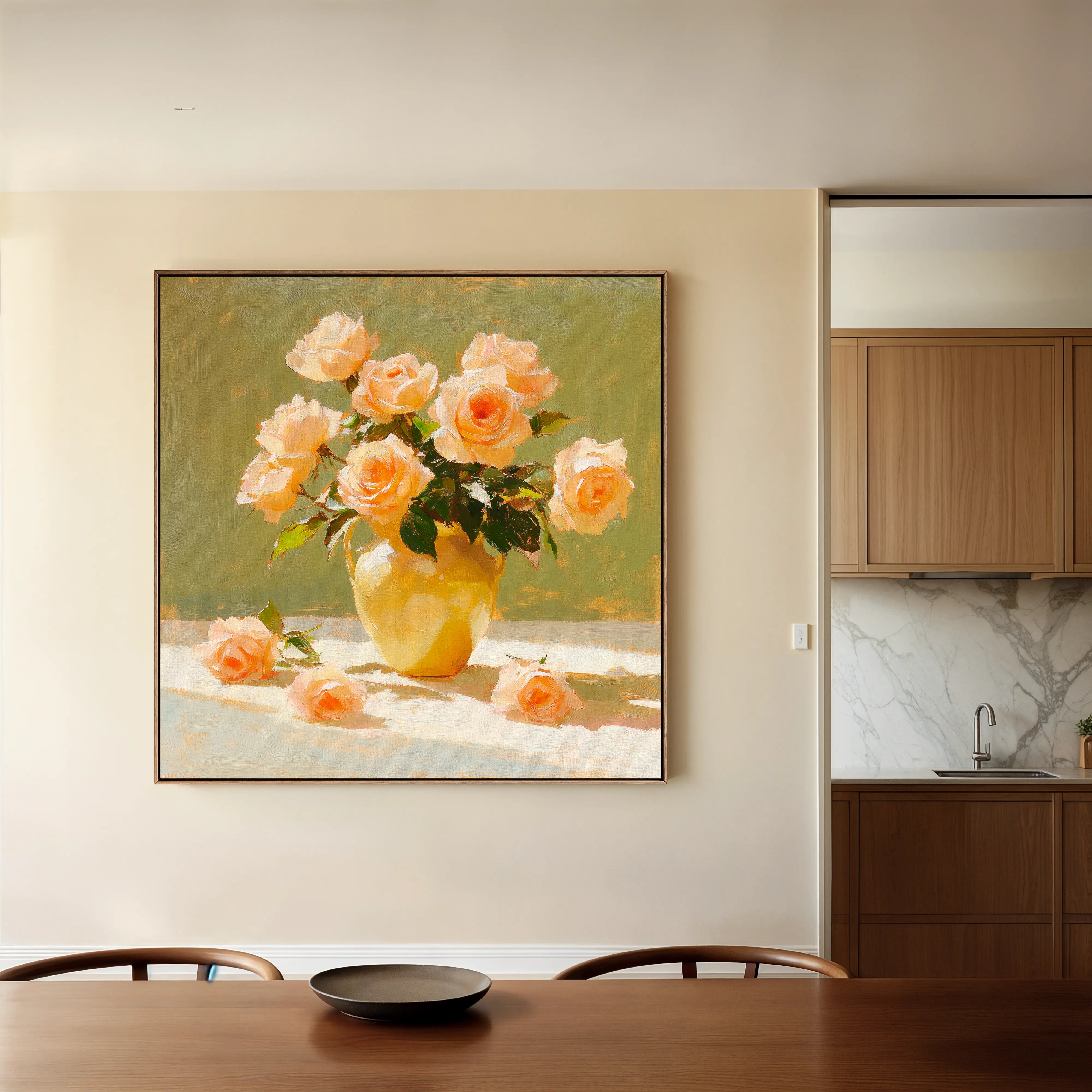 Floral 1363 Canvas Art 16" x 16" / 40 x 40 cm / Black