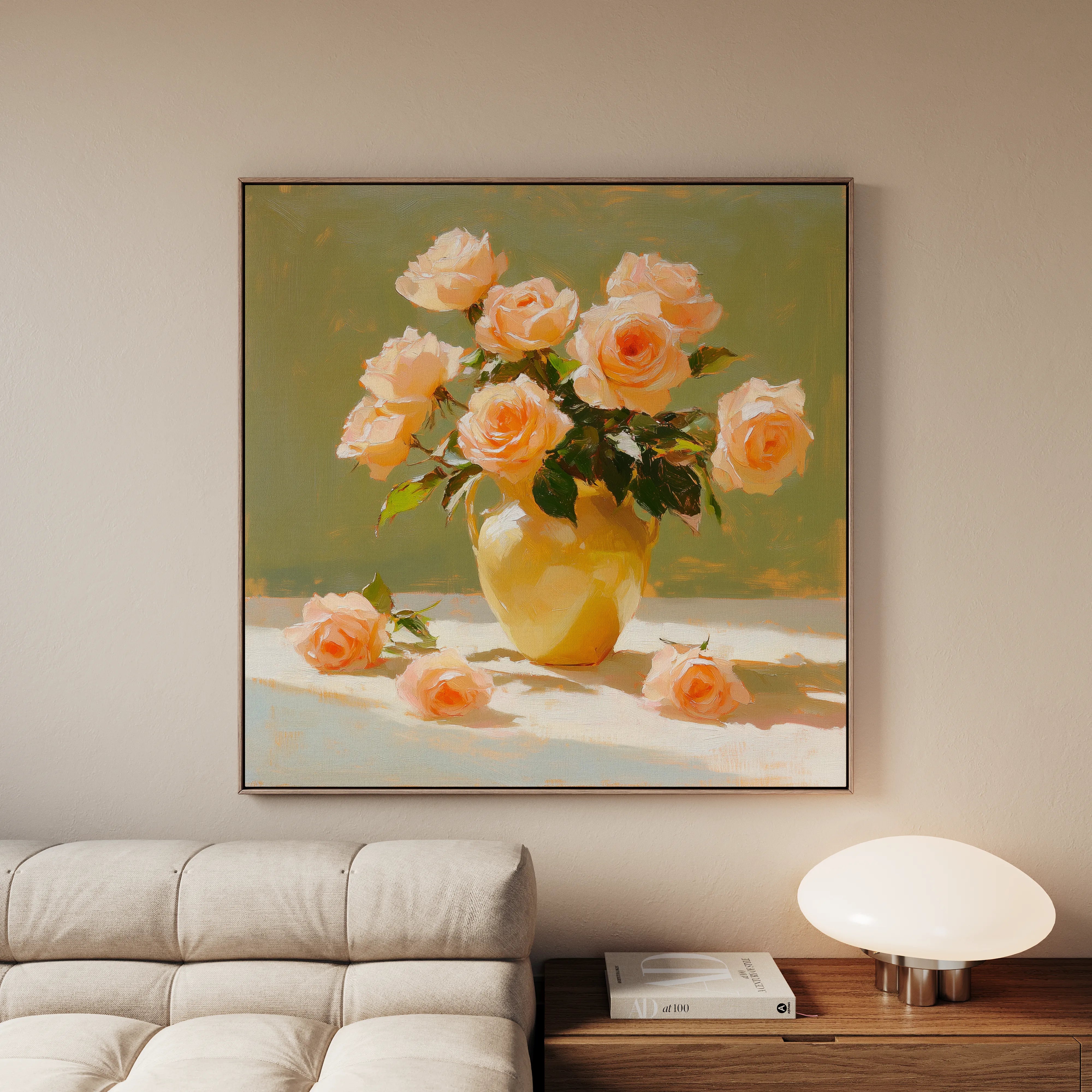 Floral 1363 Canvas Art 16" x 16" / 40 x 40 cm / Black