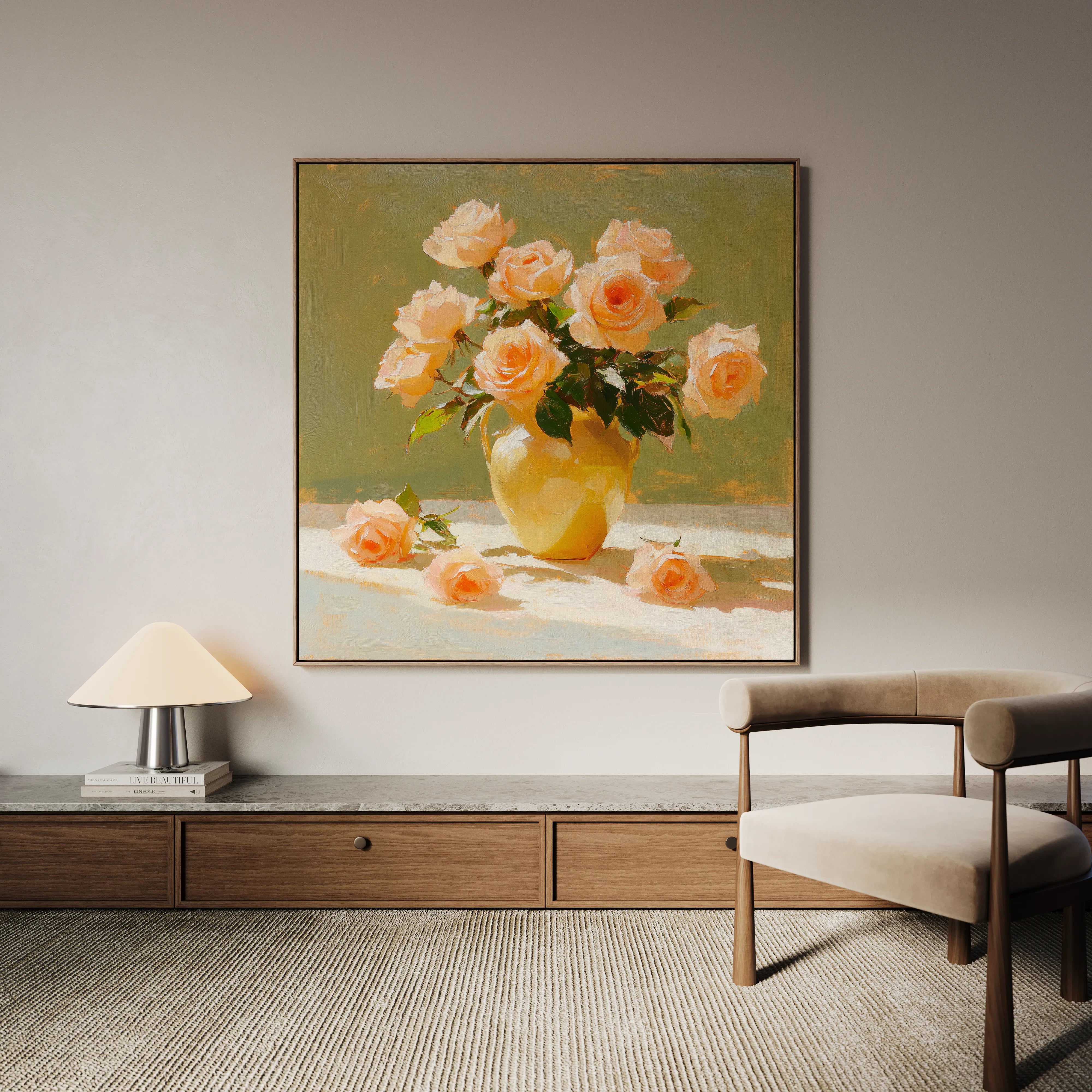 Floral 1363 Canvas Art 16" x 16" / 40 x 40 cm / Black