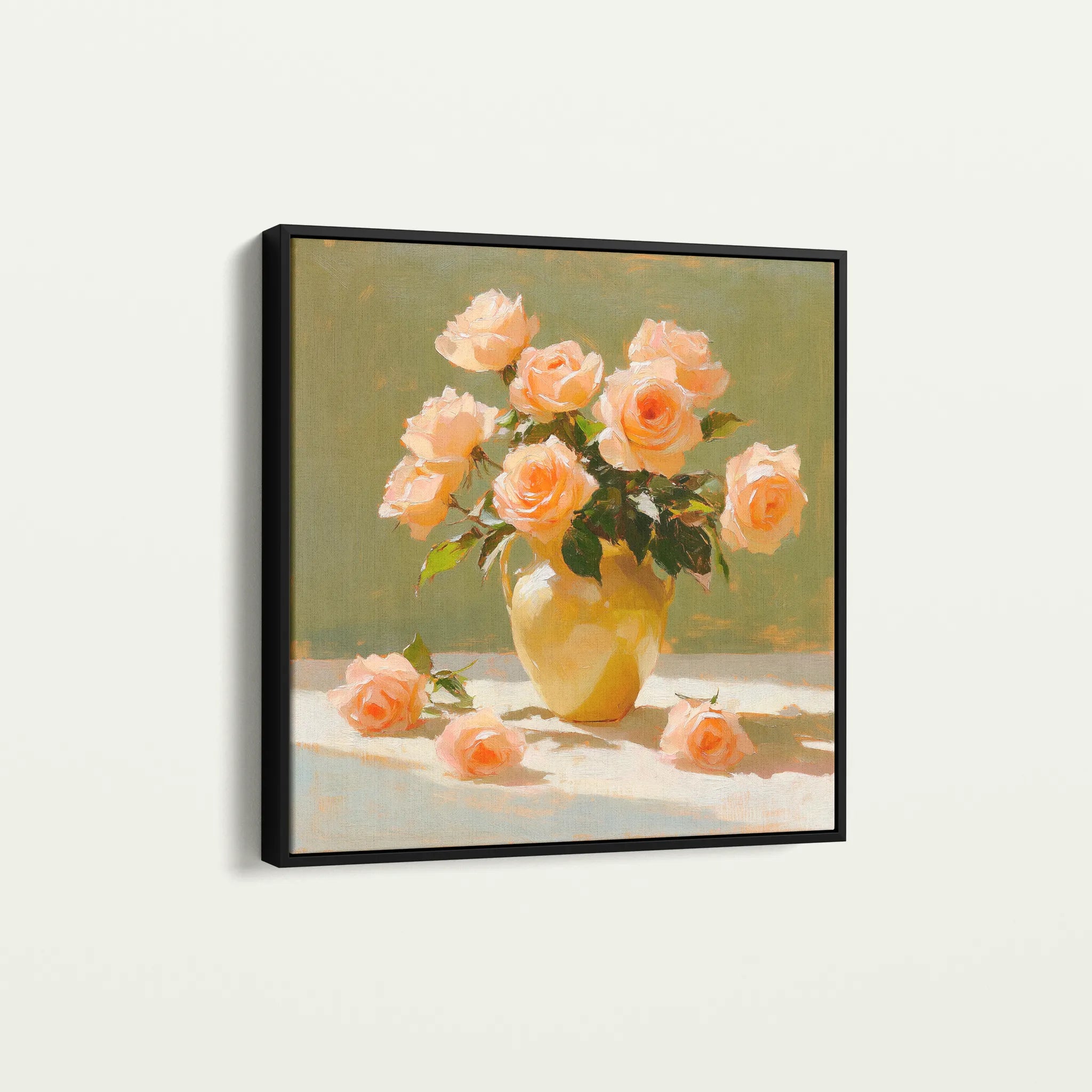 Floral 1363 Canvas Art 16" x 16" / 40 x 40 cm / Black