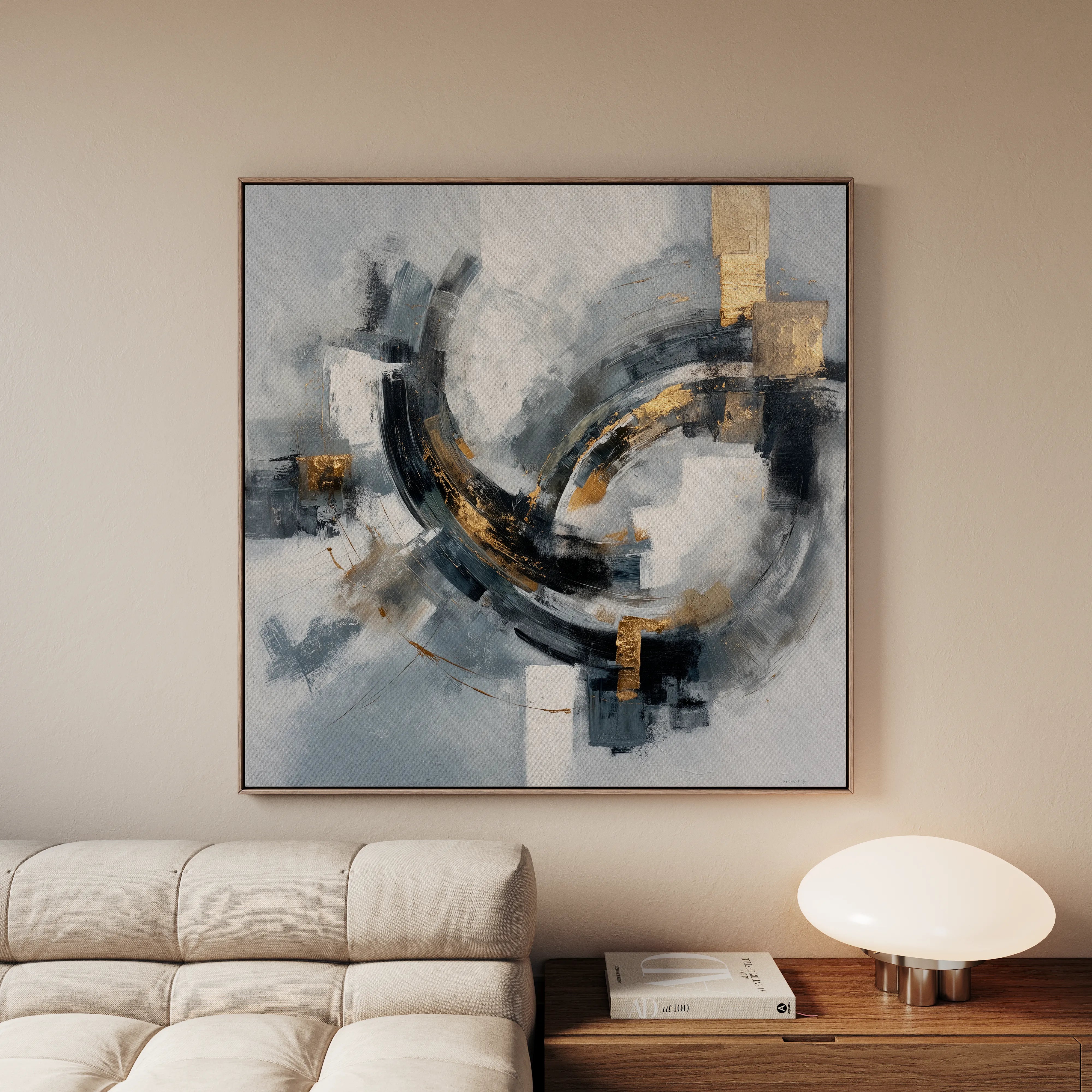 Abstract 1364 Canvas Art 16" x 16" / 40 x 40 cm / Black