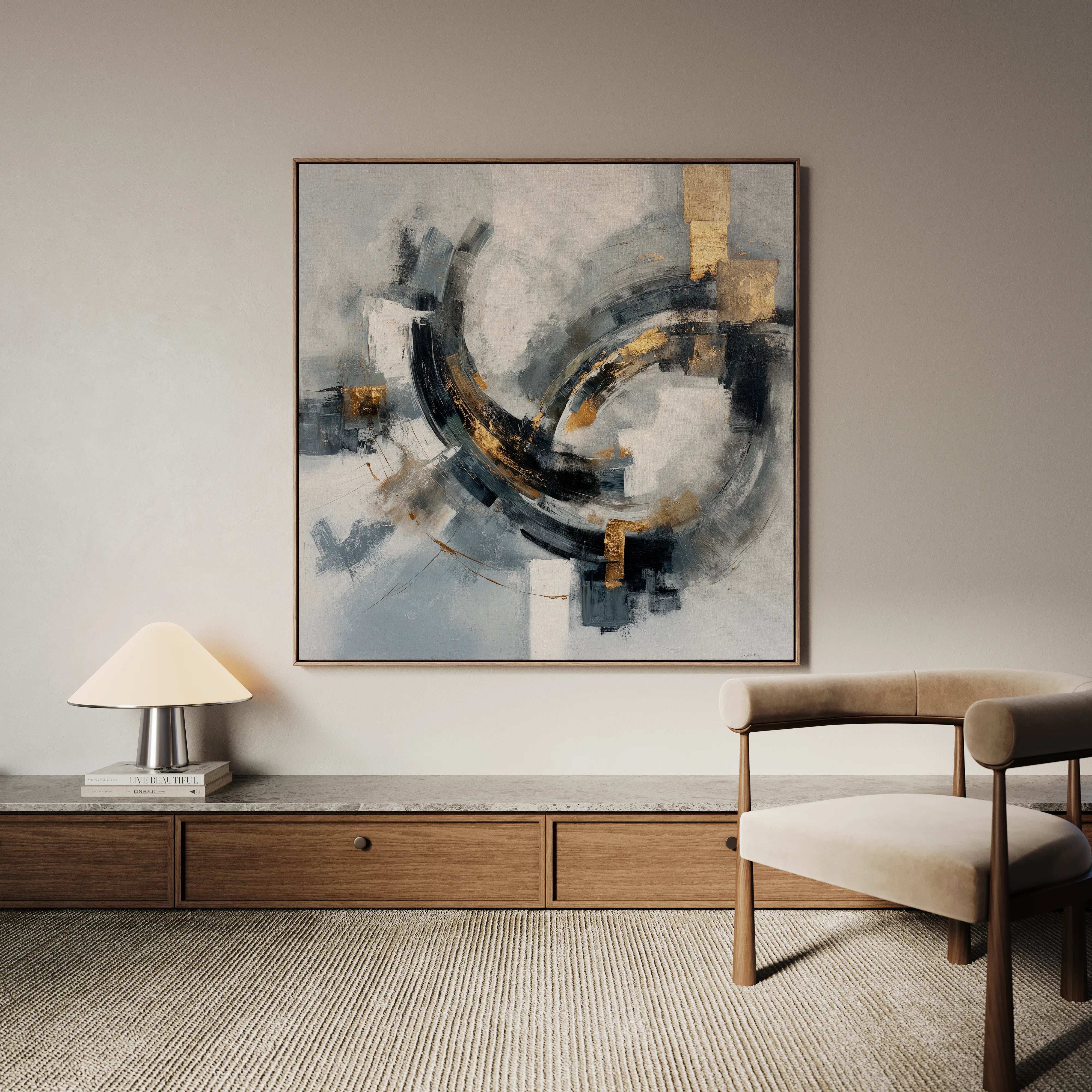 Abstract 1364 Canvas Art 16" x 16" / 40 x 40 cm / Black