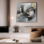 Abstract 1364 Canvas Art 16" x 16" / 40 x 40 cm / Black