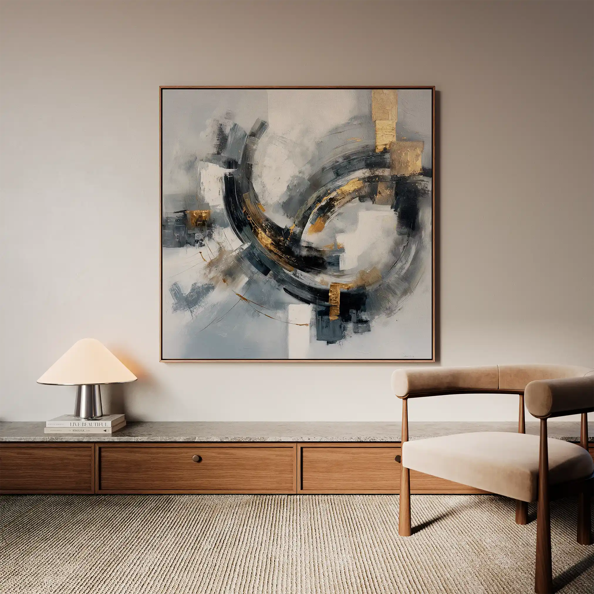 Abstract 1364 Canvas Art 60 x 60 cm / Black