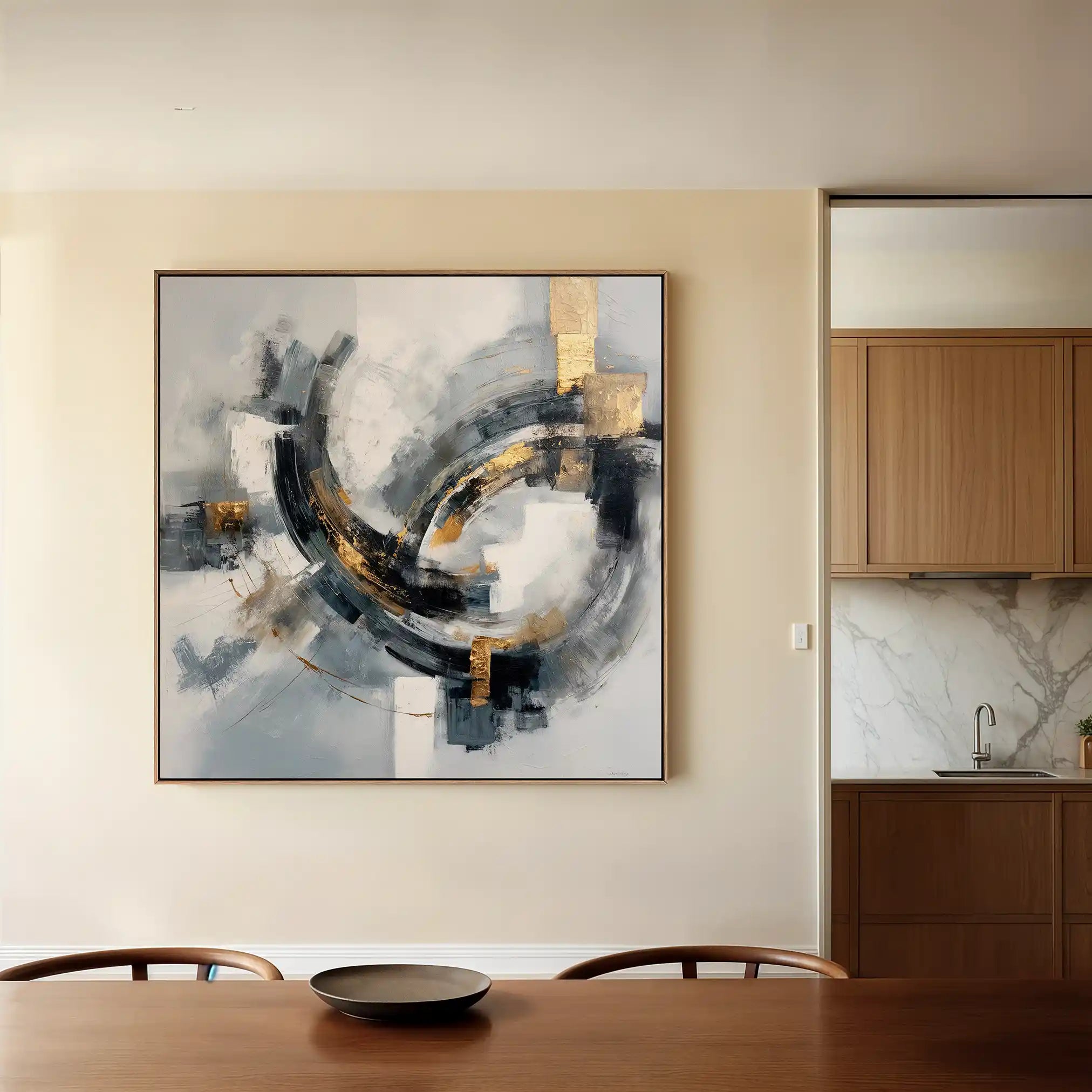 Abstract 1364 Canvas Art 60 x 60 cm / Black
