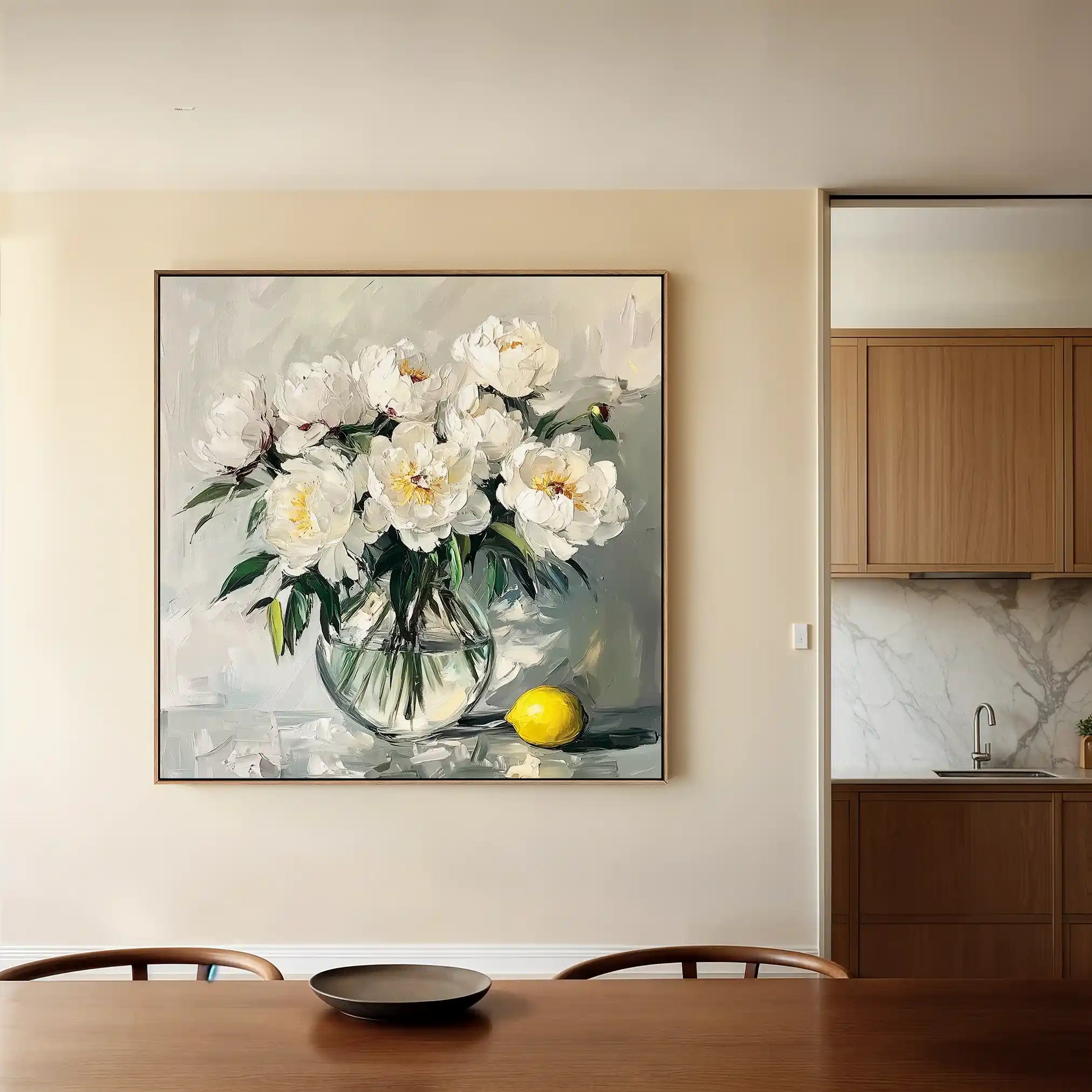 Floral 1364 Canvas Art 16" x 16" / 40 x 40 cm / Black