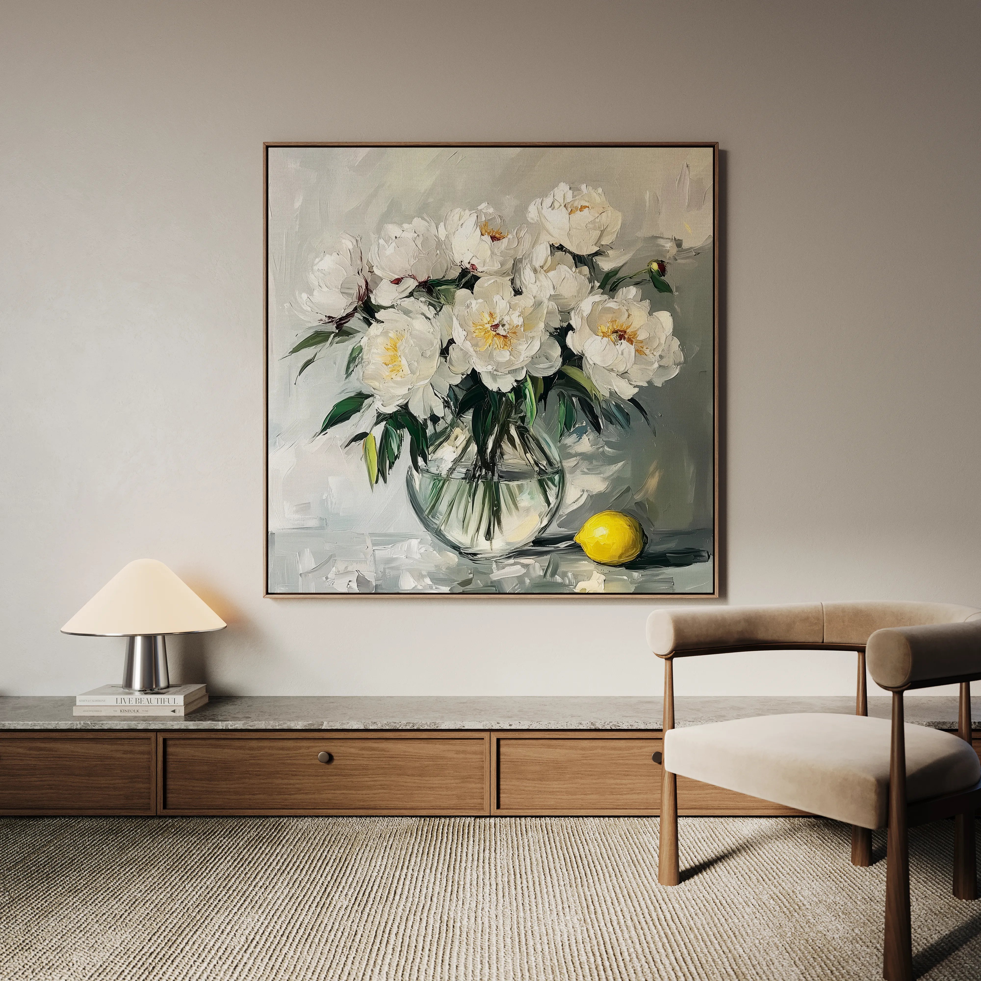 Floral 1364 Canvas Art 16" x 16" / 40 x 40 cm / Black