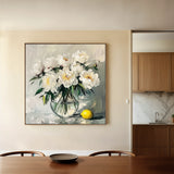 Floral 1364 Canvas Art 16" x 16" / 40 x 40 cm / Black