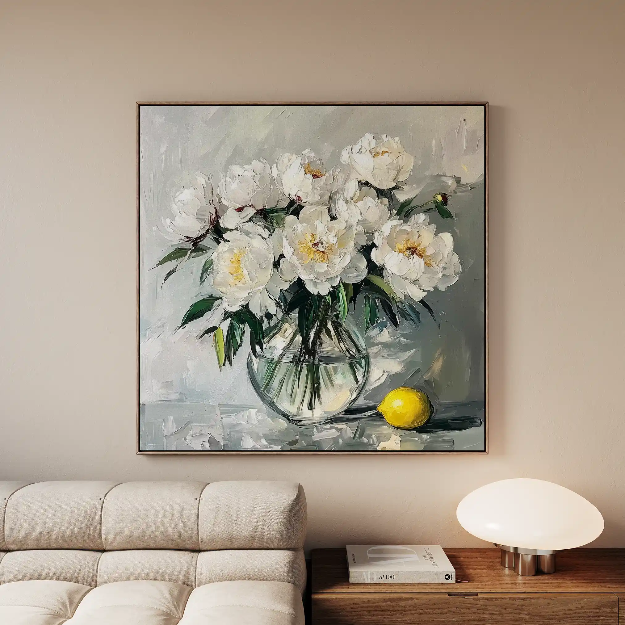 Floral 1364 Canvas Art 16" x 16" / 40 x 40 cm / Black