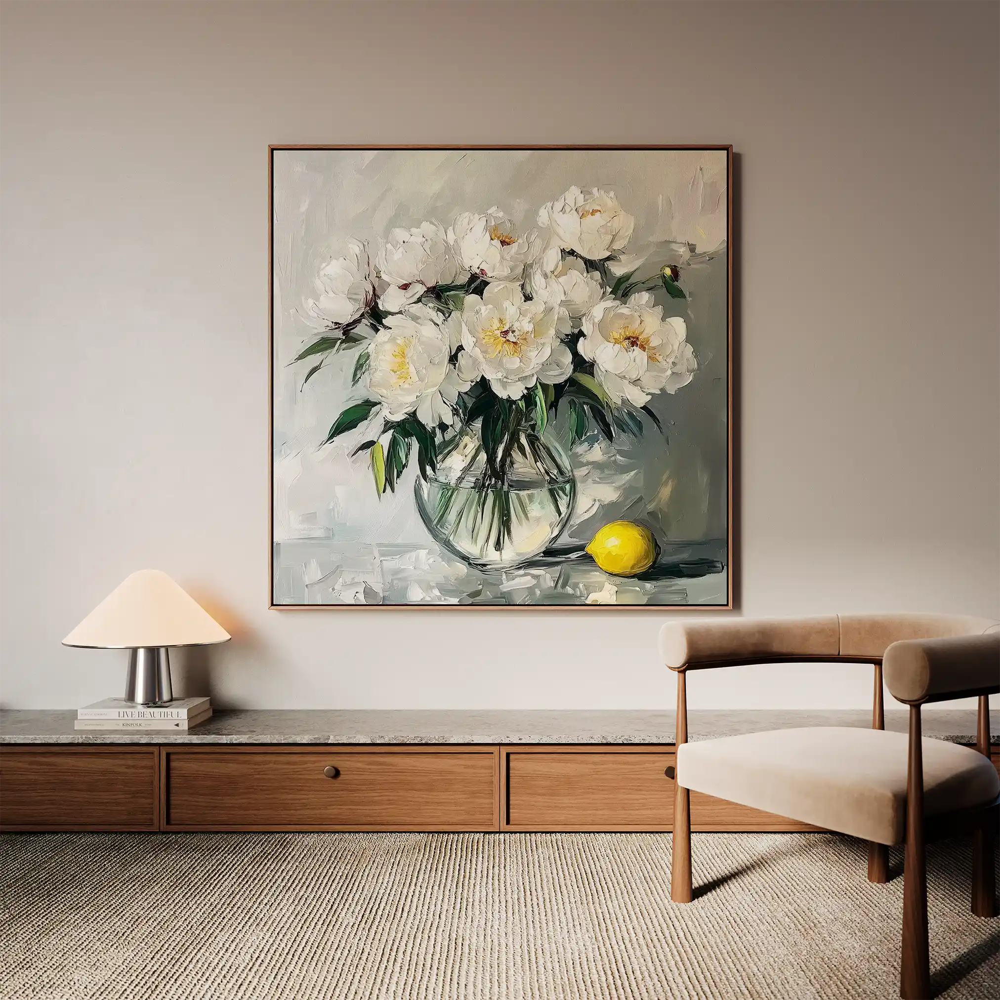 Floral 1364 Canvas Art 16" x 16" / 40 x 40 cm / Black