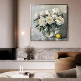 Floral 1364 Canvas Art 16" x 16" / 40 x 40 cm / Black