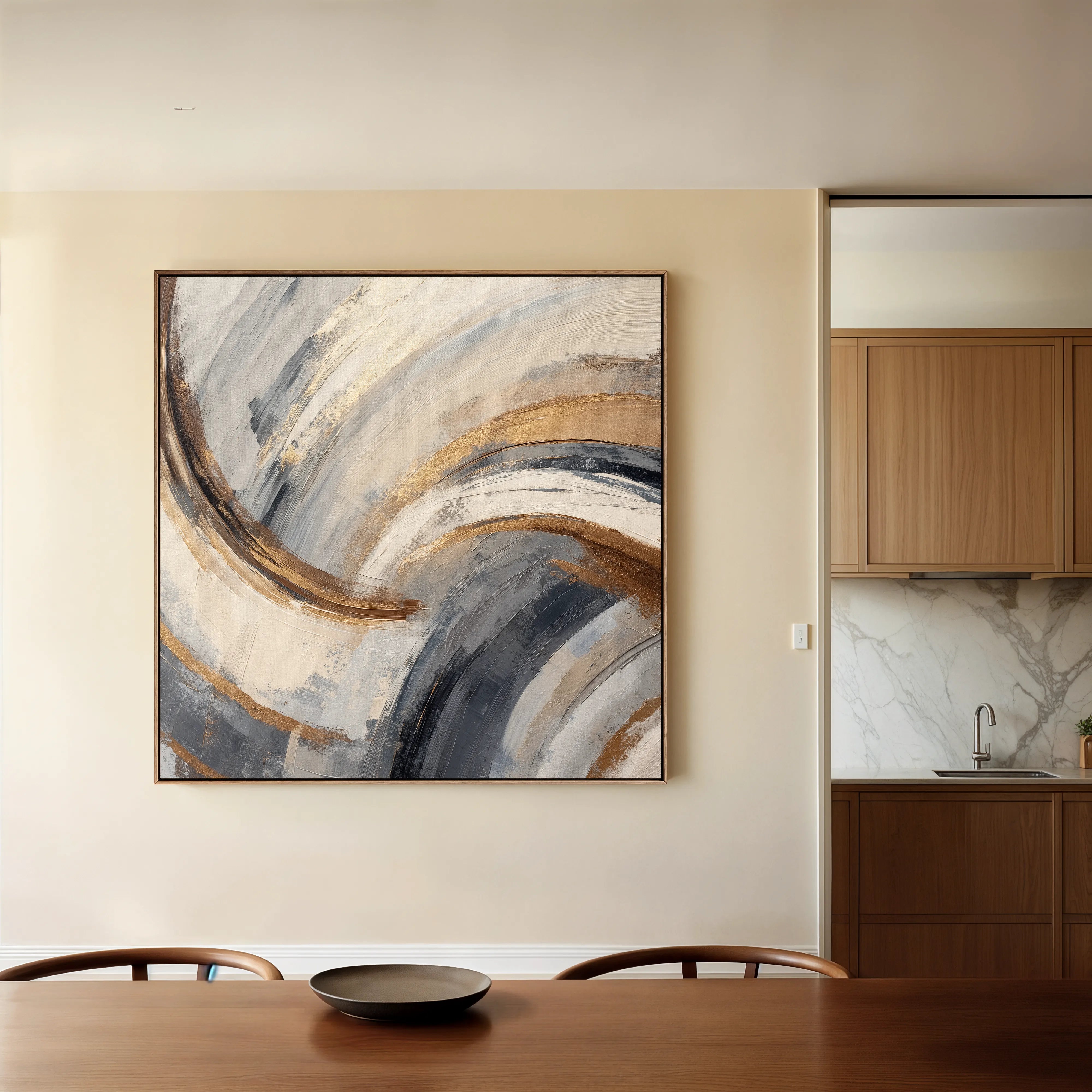 Abstract 1365 Canvas Art 16" x 16" / 40 x 40 cm / Black
