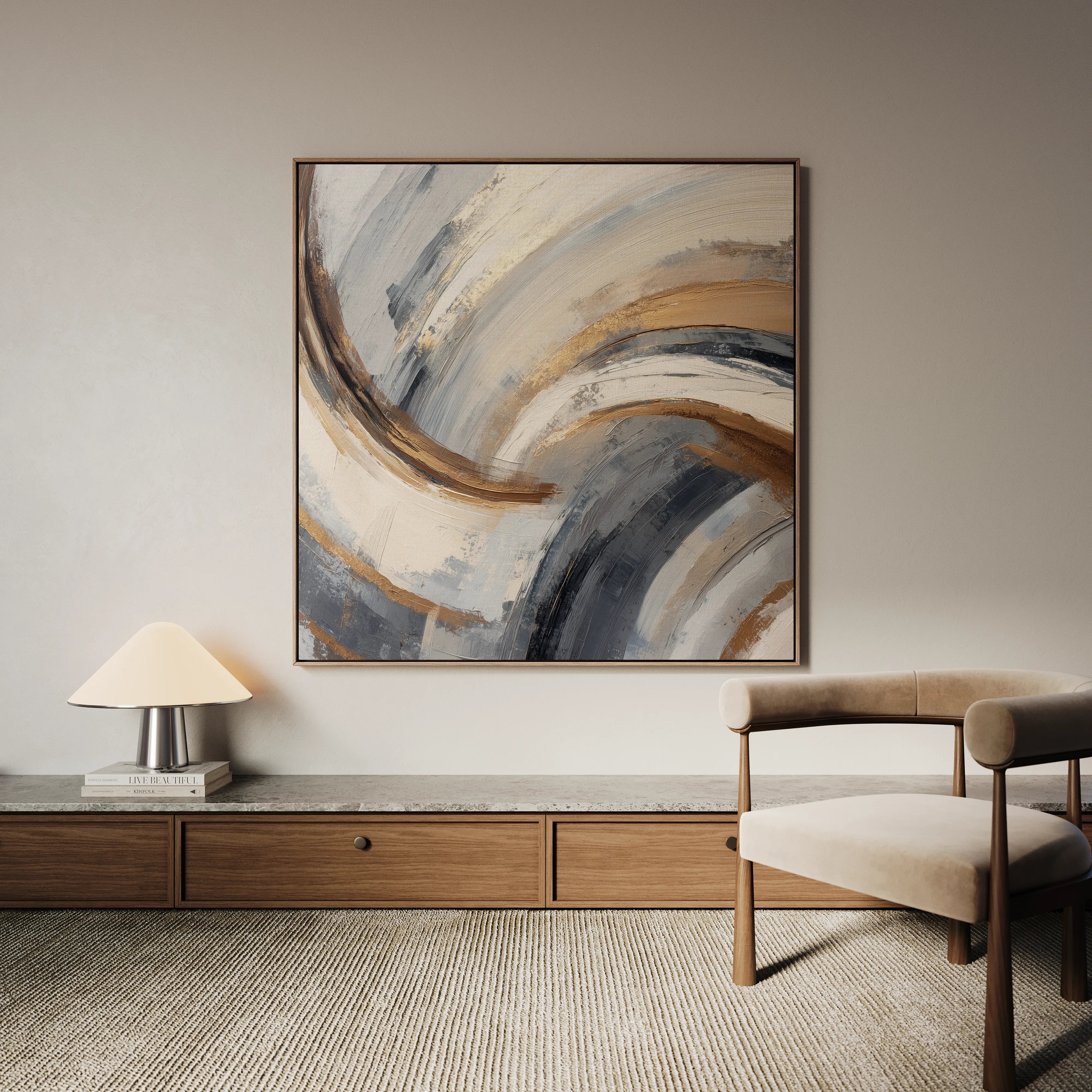 Abstract 1365 Canvas Art 16" x 16" / 40 x 40 cm / Black