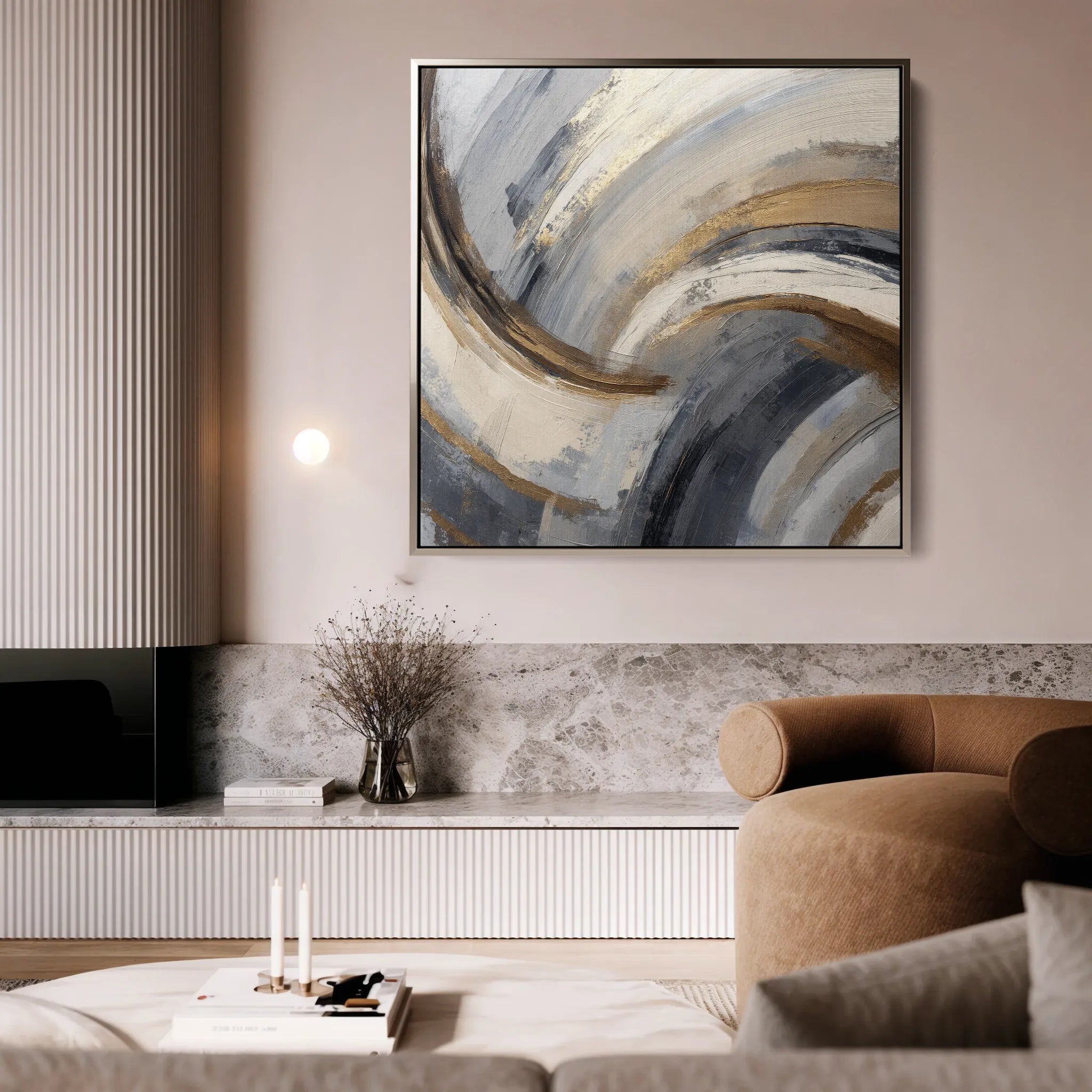 Abstract 1365 Canvas Art 16" x 16" / 40 x 40 cm / Black