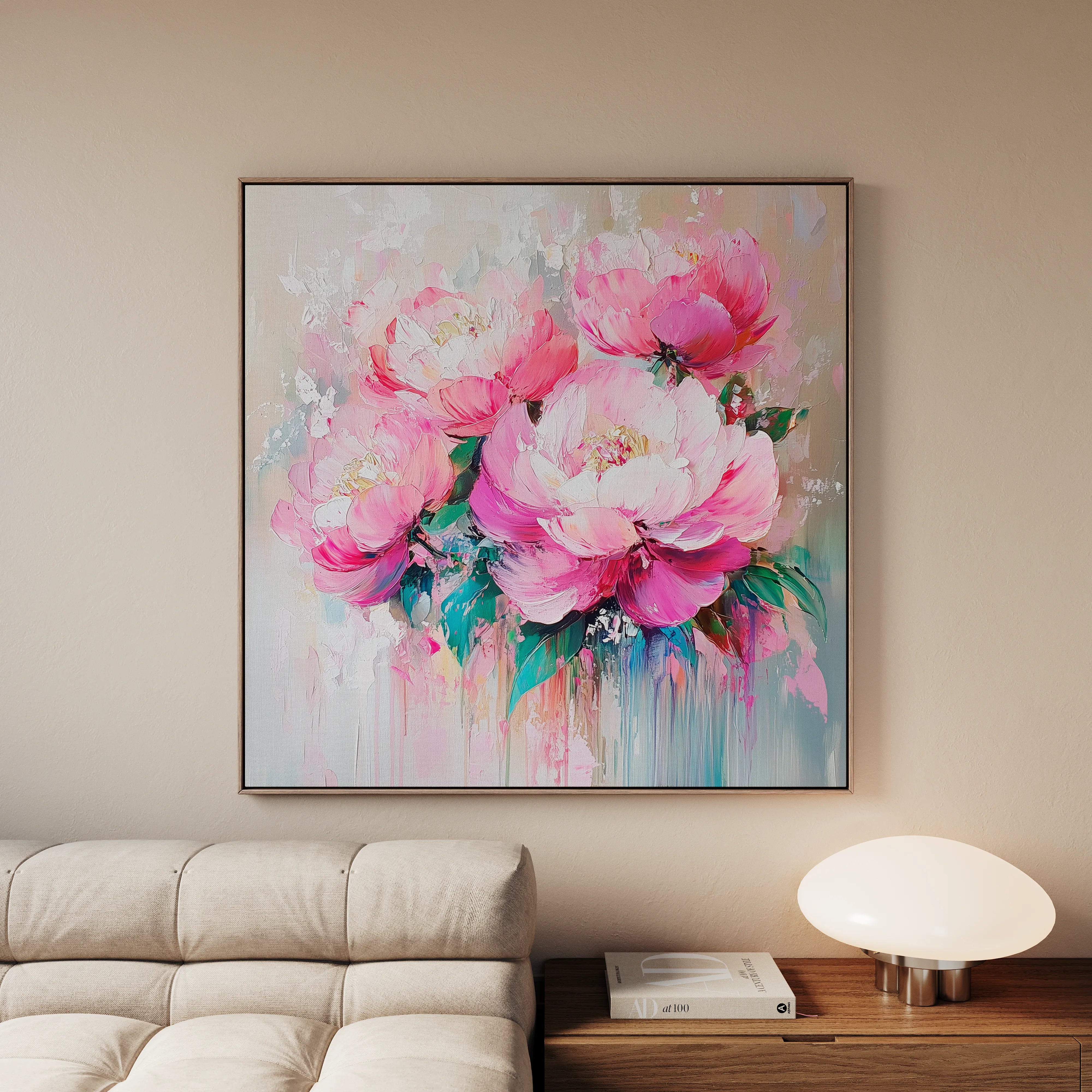 Floral 1365 Canvas Art 16" x 16" / 40 x 40 cm / Black