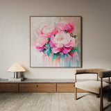 Floral 1365 Canvas Art 16" x 16" / 40 x 40 cm / Black