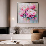 Floral 1365 Canvas Art 16" x 16" / 40 x 40 cm / Black