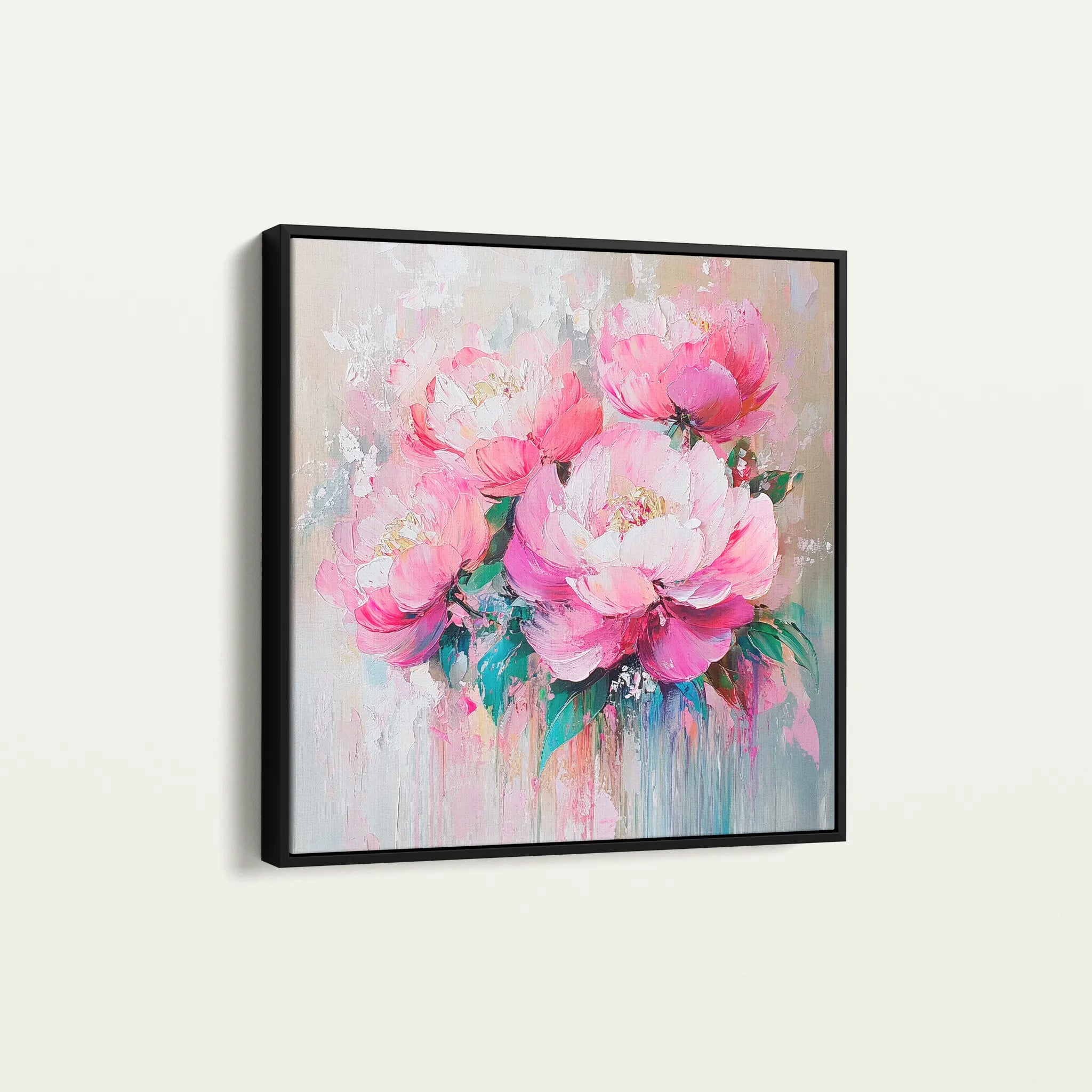Floral 1365 Canvas Art 16" x 16" / 40 x 40 cm / Black