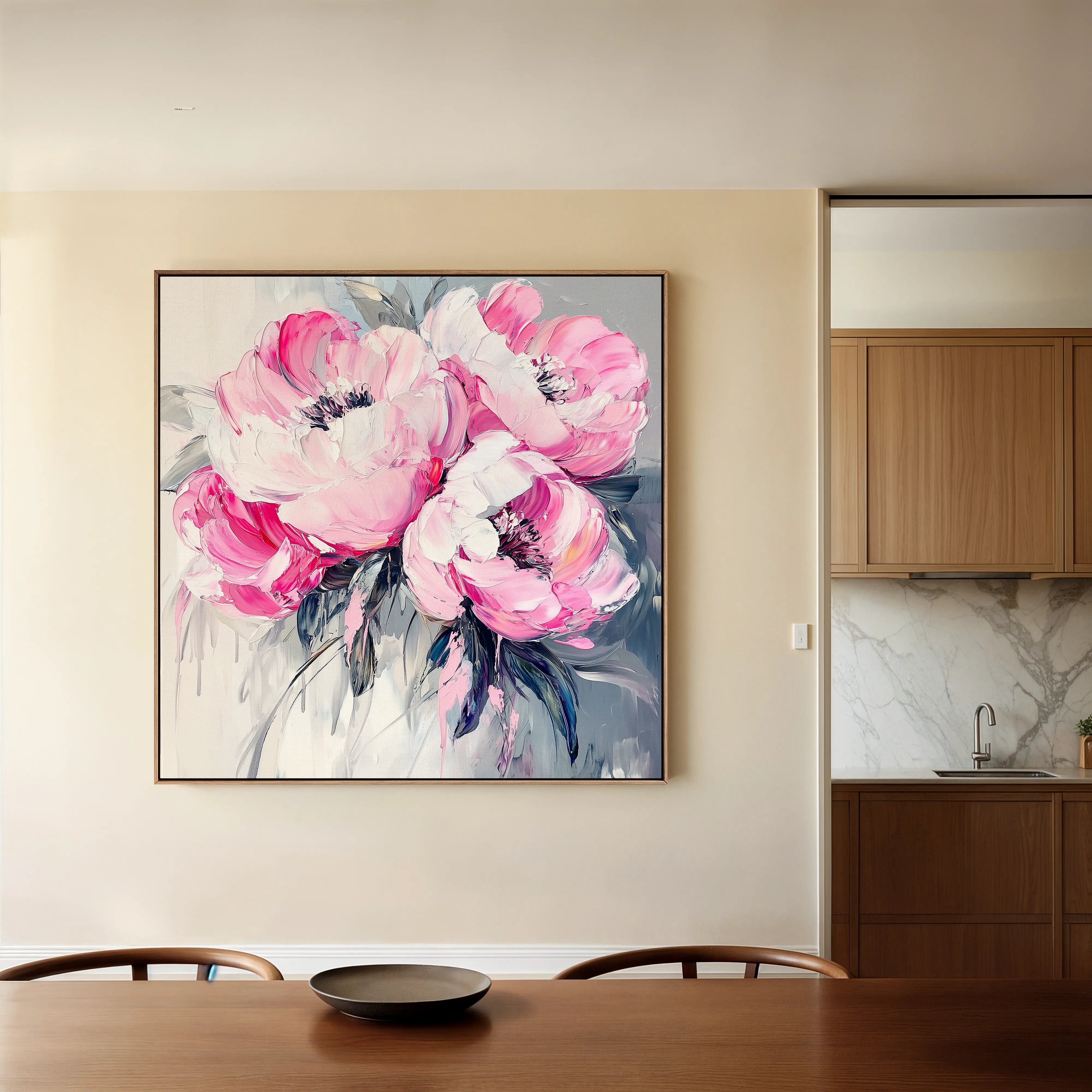Floral 1366 Canvas Art 16" x 16" / 40 x 40 cm / Black
