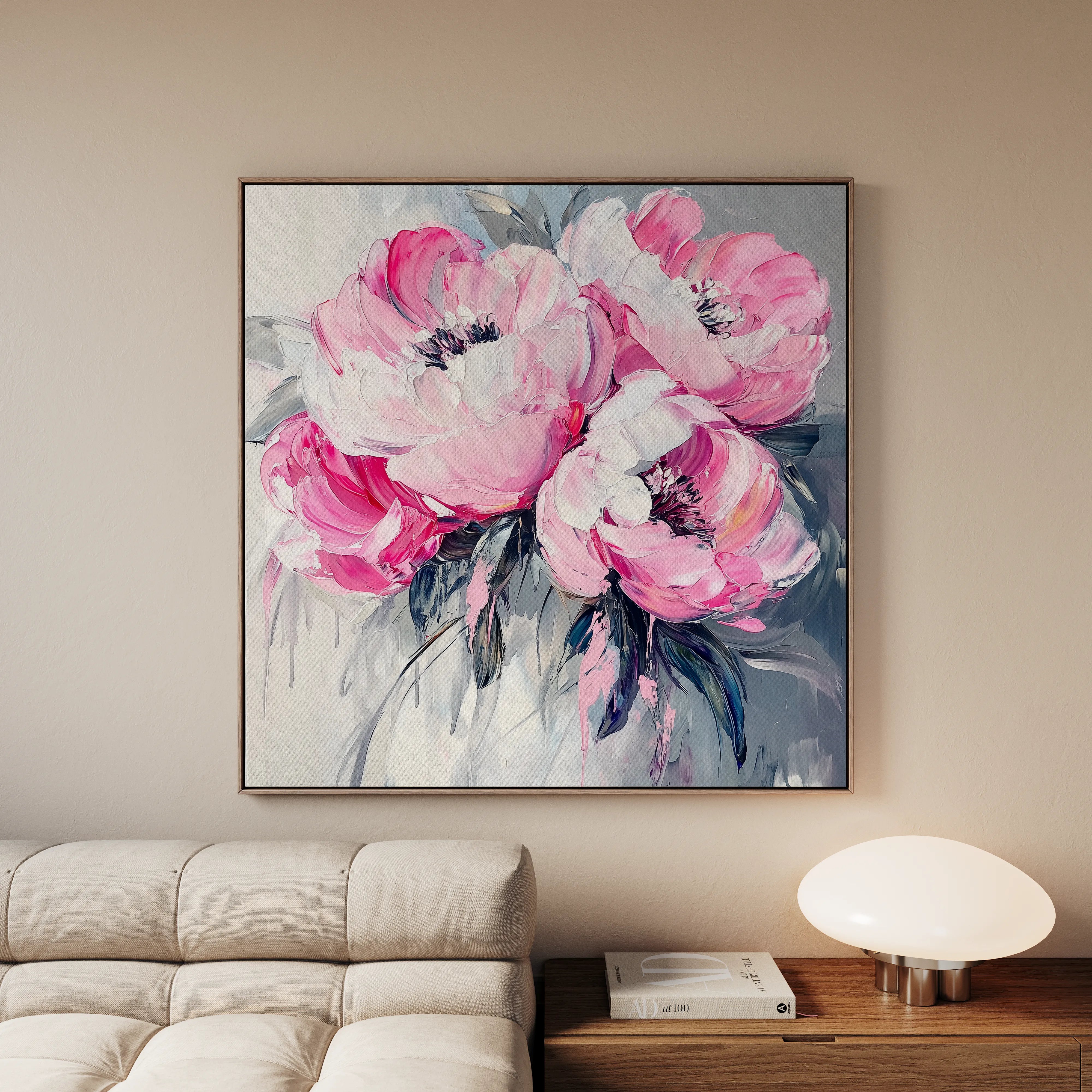 Floral 1366 Canvas Art 16" x 16" / 40 x 40 cm / Black
