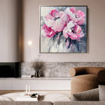 Floral 1366 Canvas Art 16" x 16" / 40 x 40 cm / Black