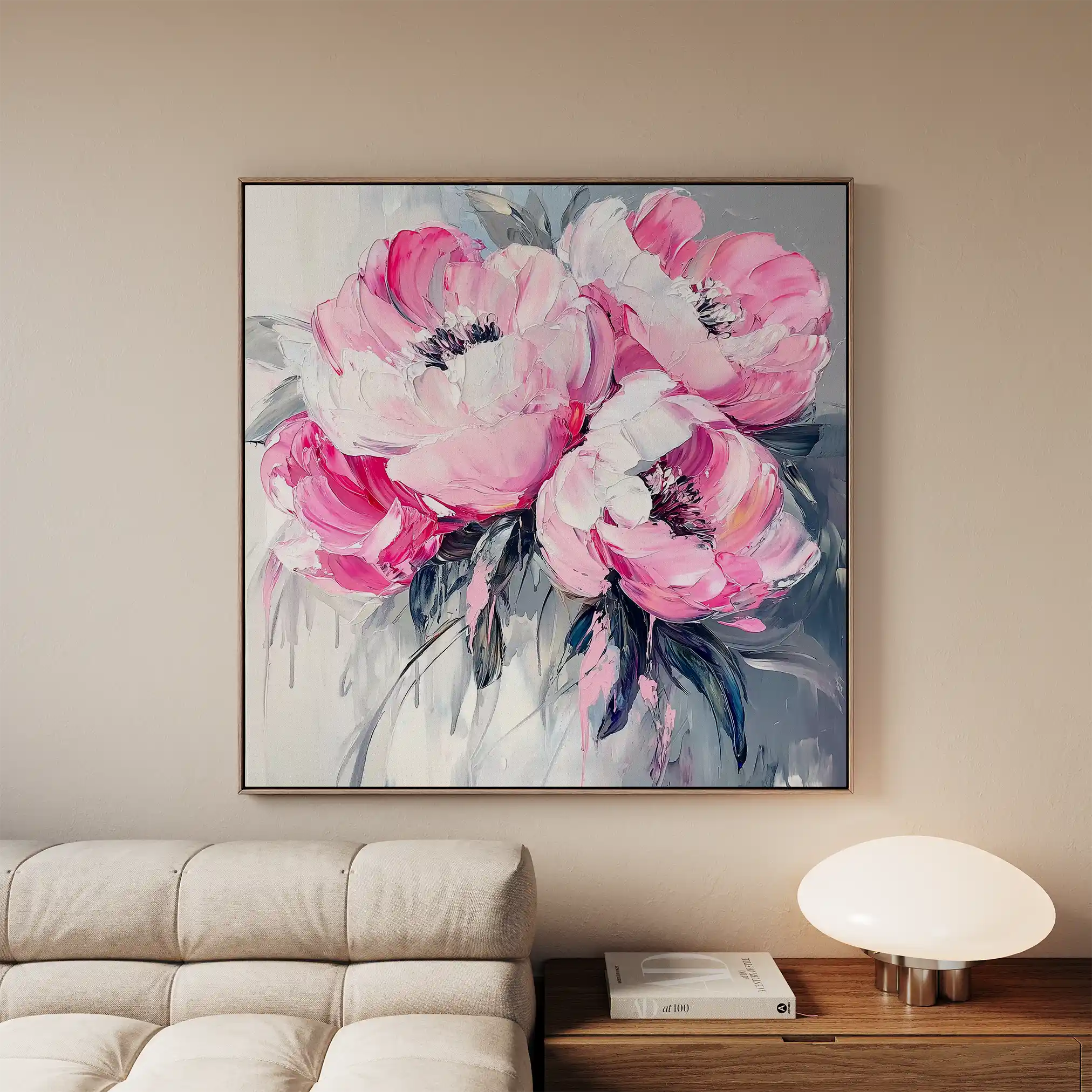 Floral 1366 Canvas Art 60 x 60 cm / Black
