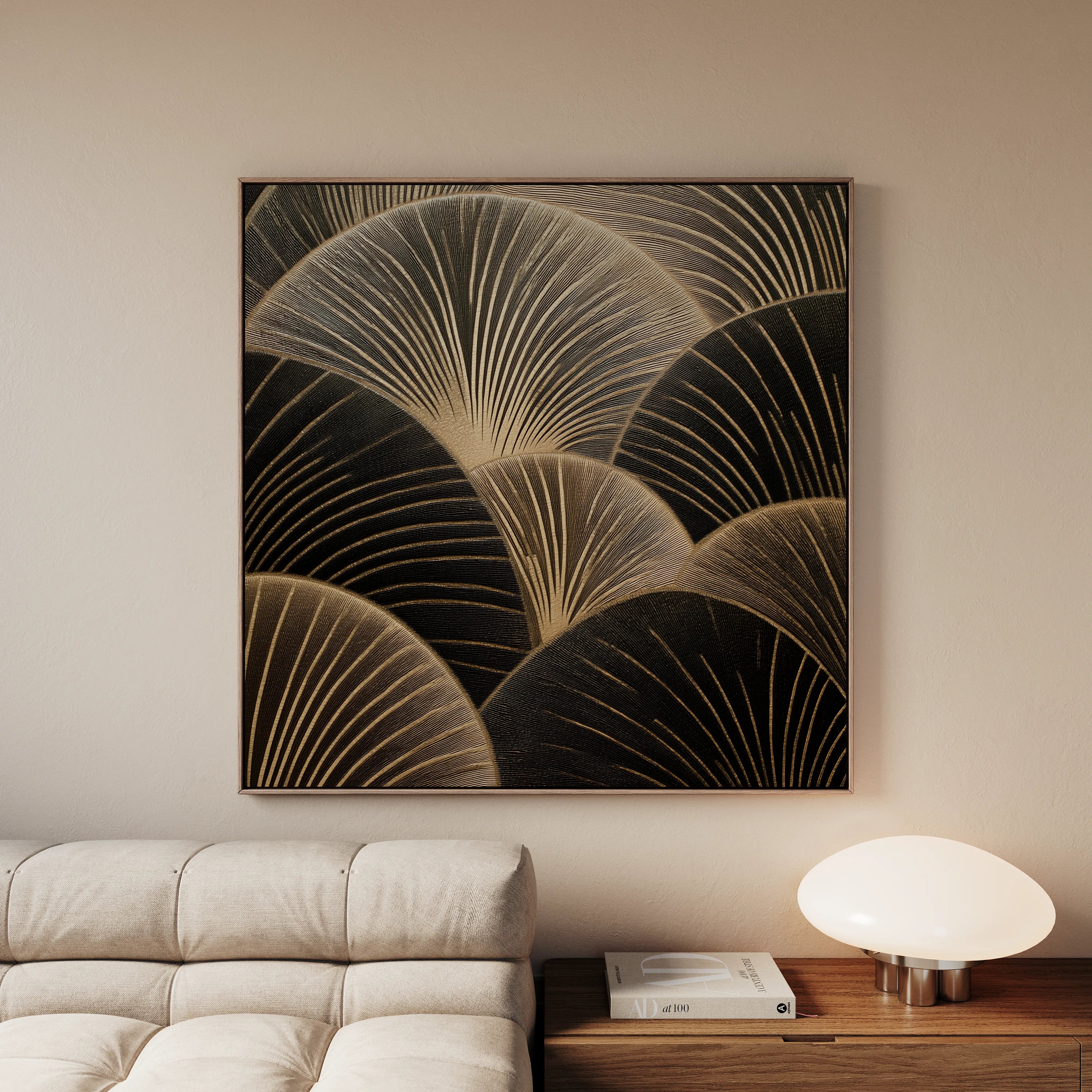Abstract 1367 Canvas Art 16" x 16" / 40 x 40 cm / Black