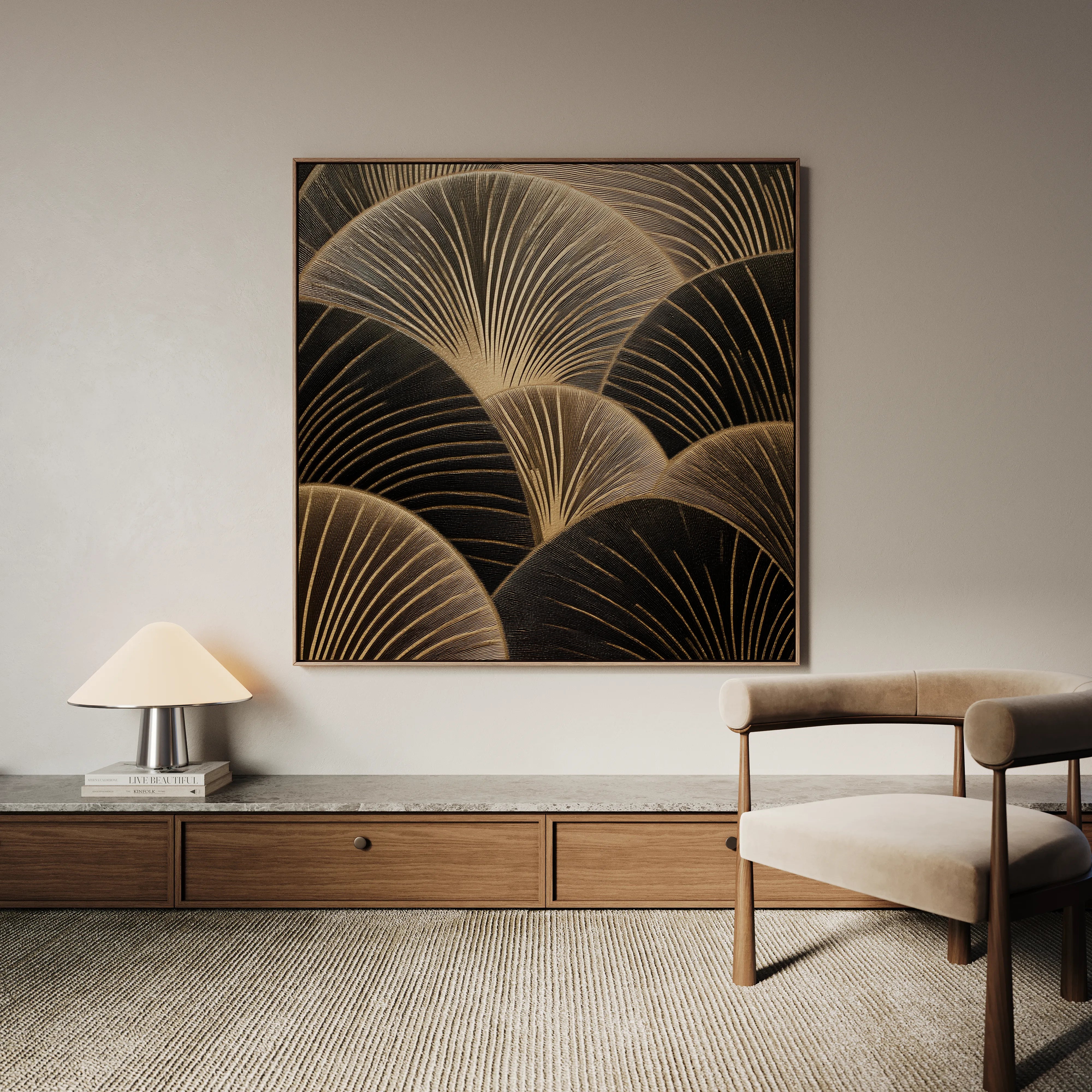 Abstract 1367 Canvas Art 16" x 16" / 40 x 40 cm / Black