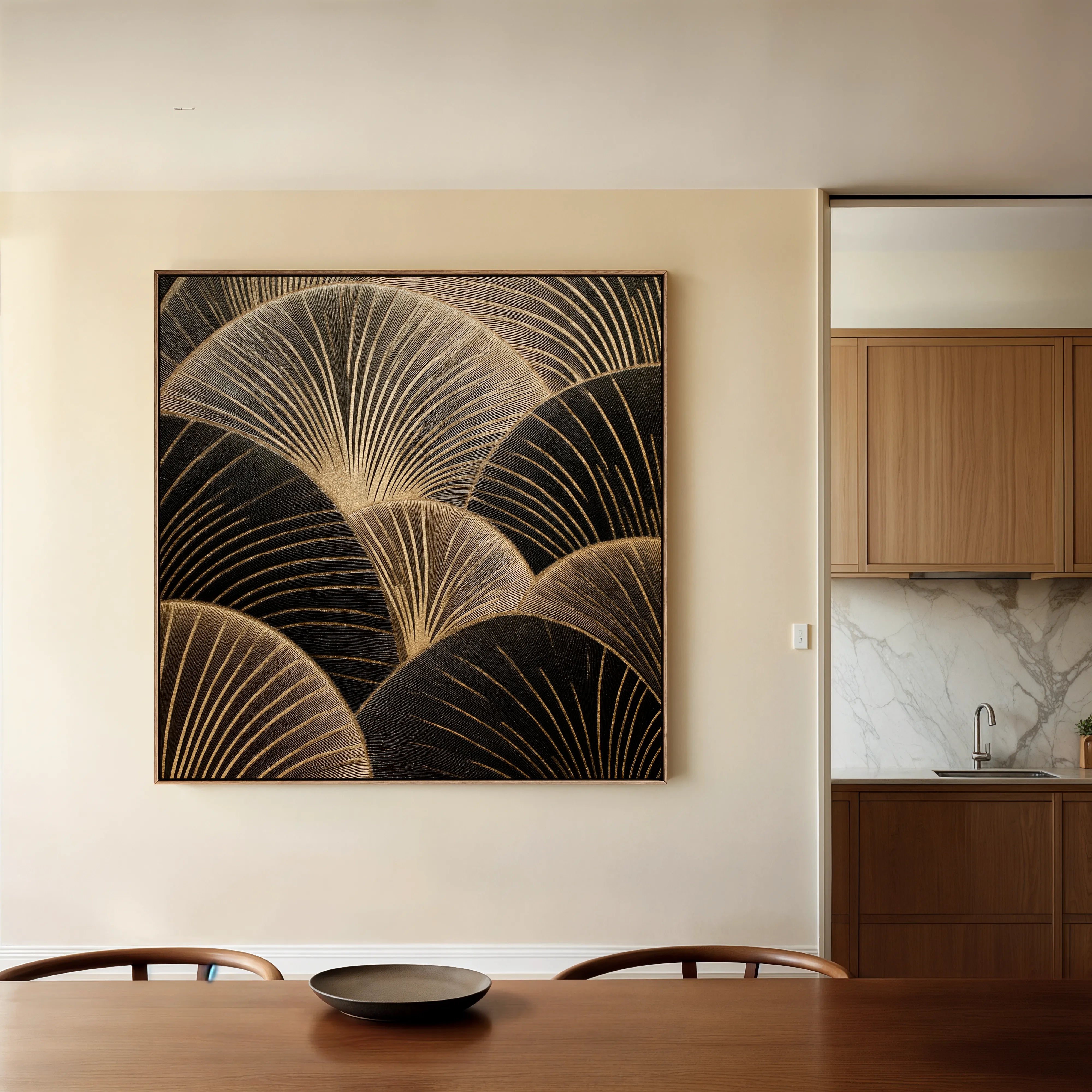 Abstract 1367 Canvas Art 16" x 16" / 40 x 40 cm / Black