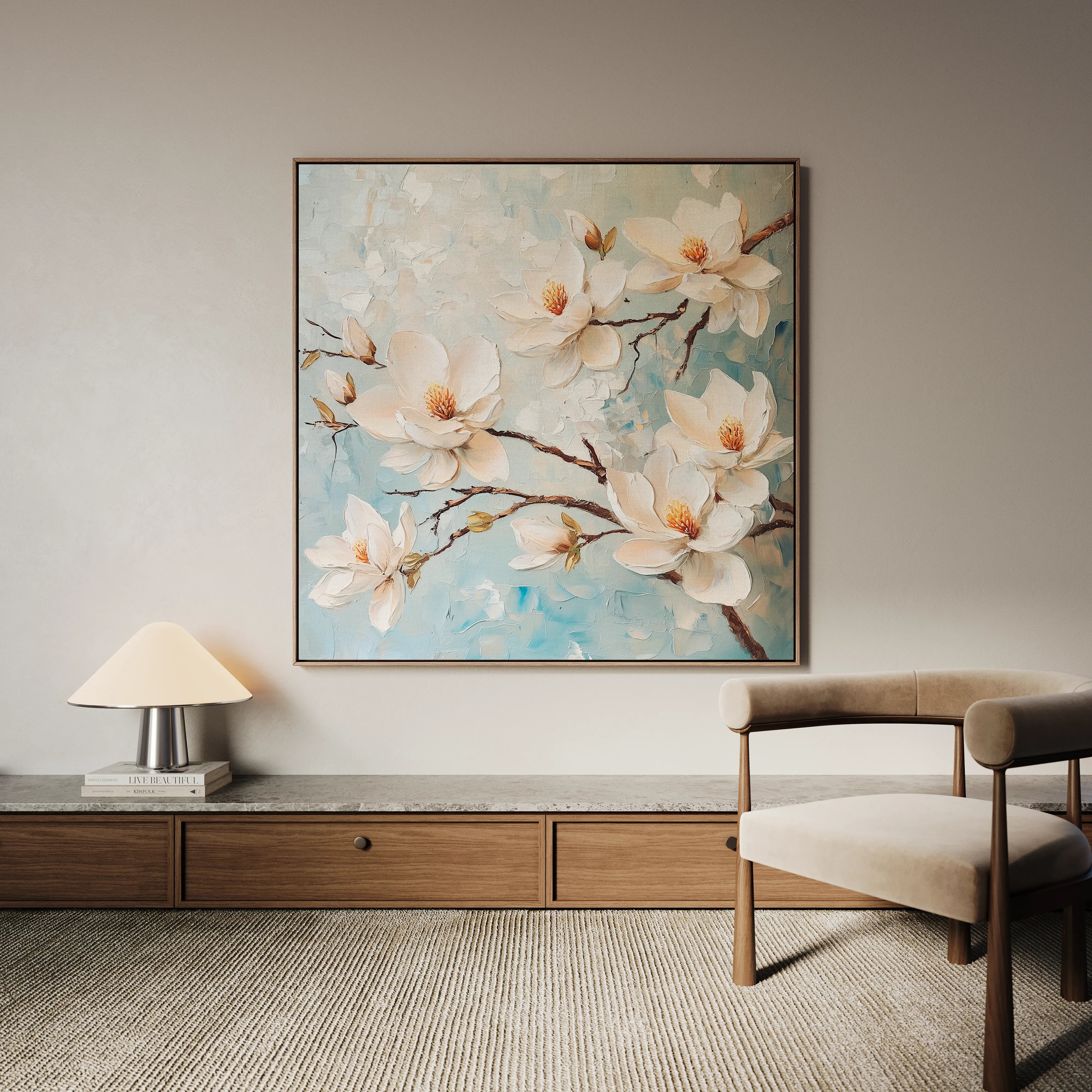 Floral 1367 Canvas Art 16" x 16" / 40 x 40 cm / Black