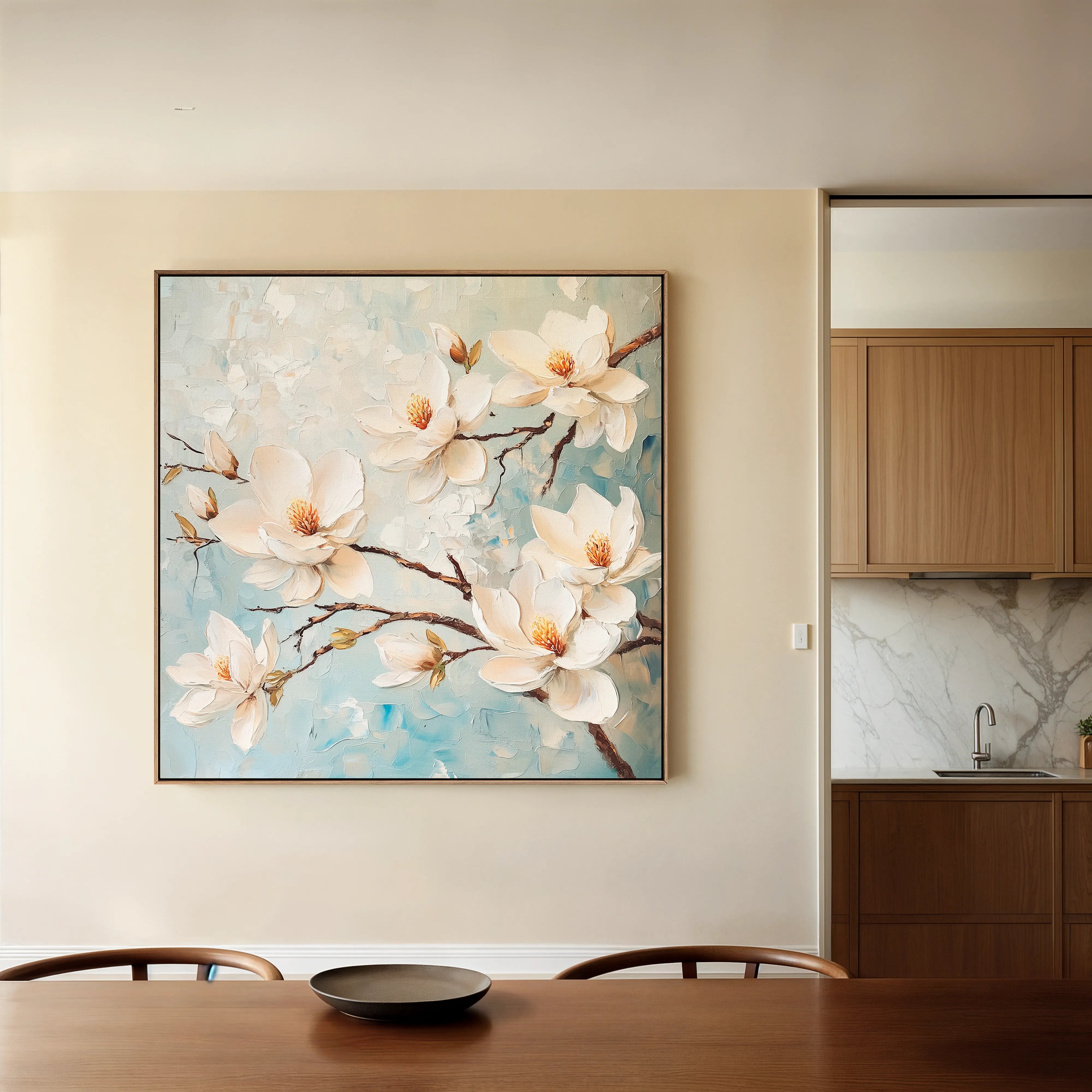 Floral 1367 Canvas Art 16" x 16" / 40 x 40 cm / Black