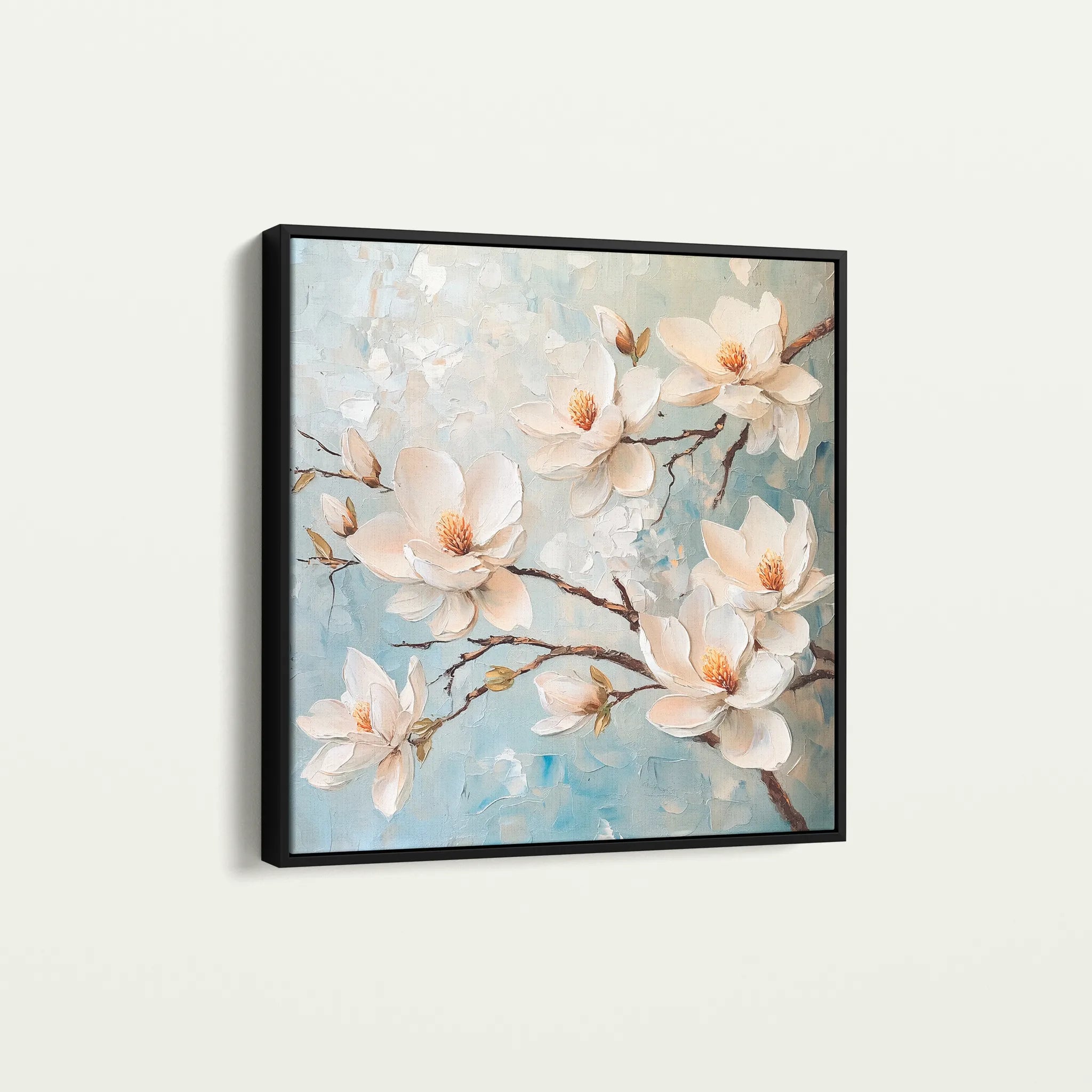 Floral 1367 Canvas Art 16" x 16" / 40 x 40 cm / Black