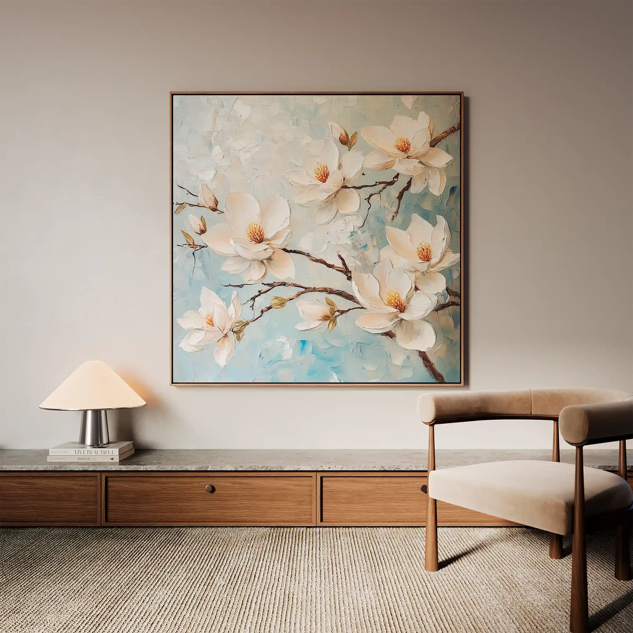 Floral 1367 Canvas Art 60 x 60 cm / Black
