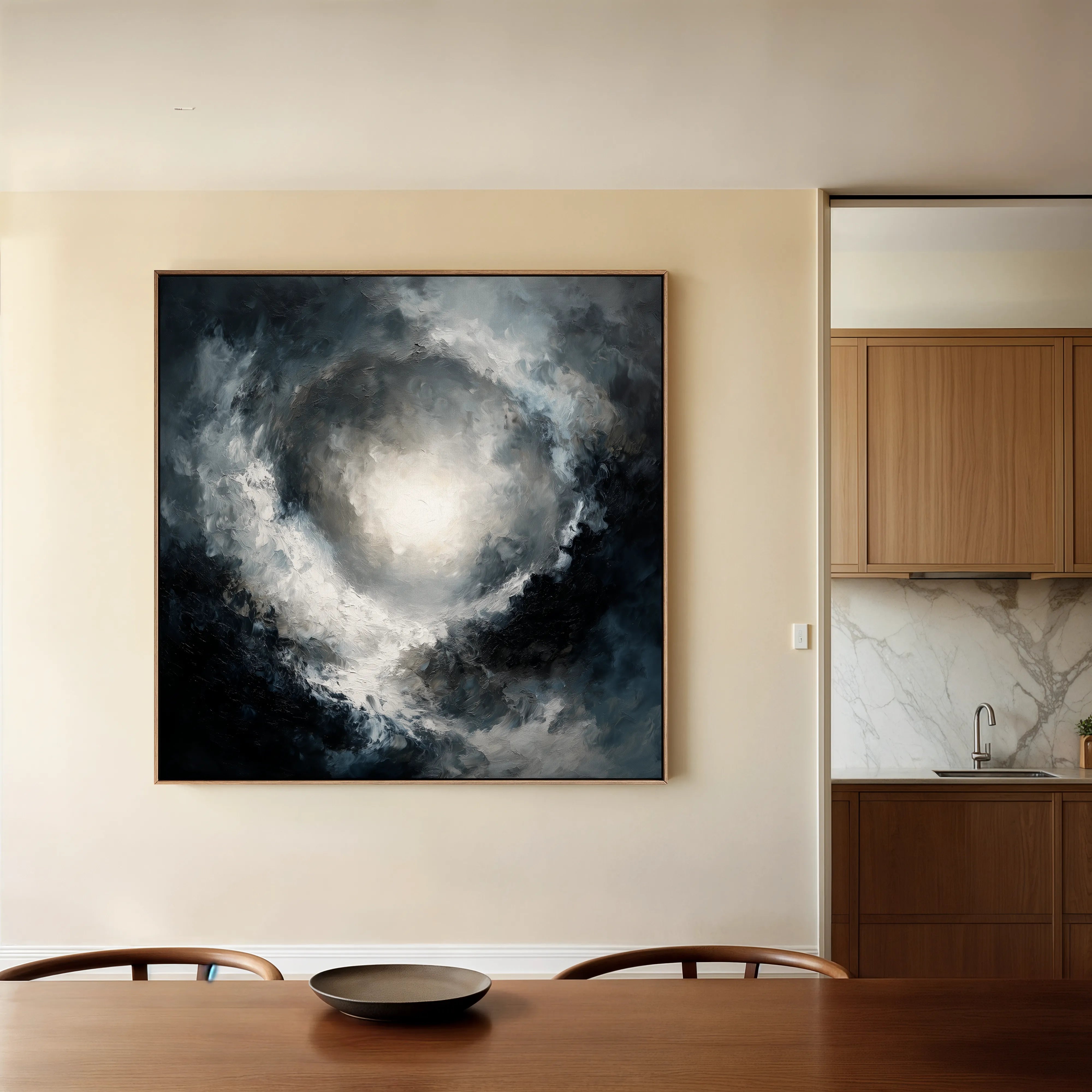 Abstract 1368 Canvas Art 16" x 16" / 40 x 40 cm / Black