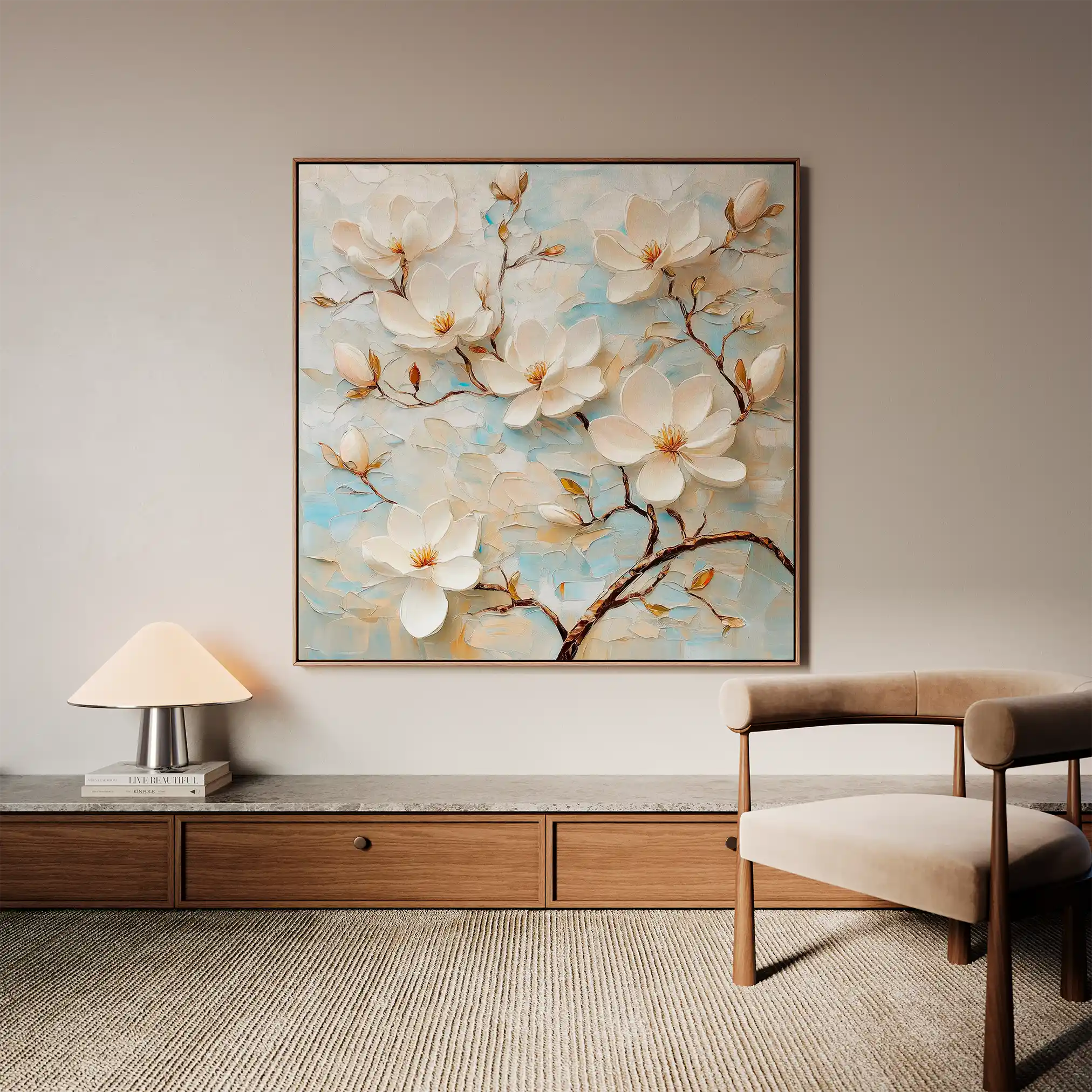 Floral 1368 Canvas Art 16" x 16" / 40 x 40 cm / Black