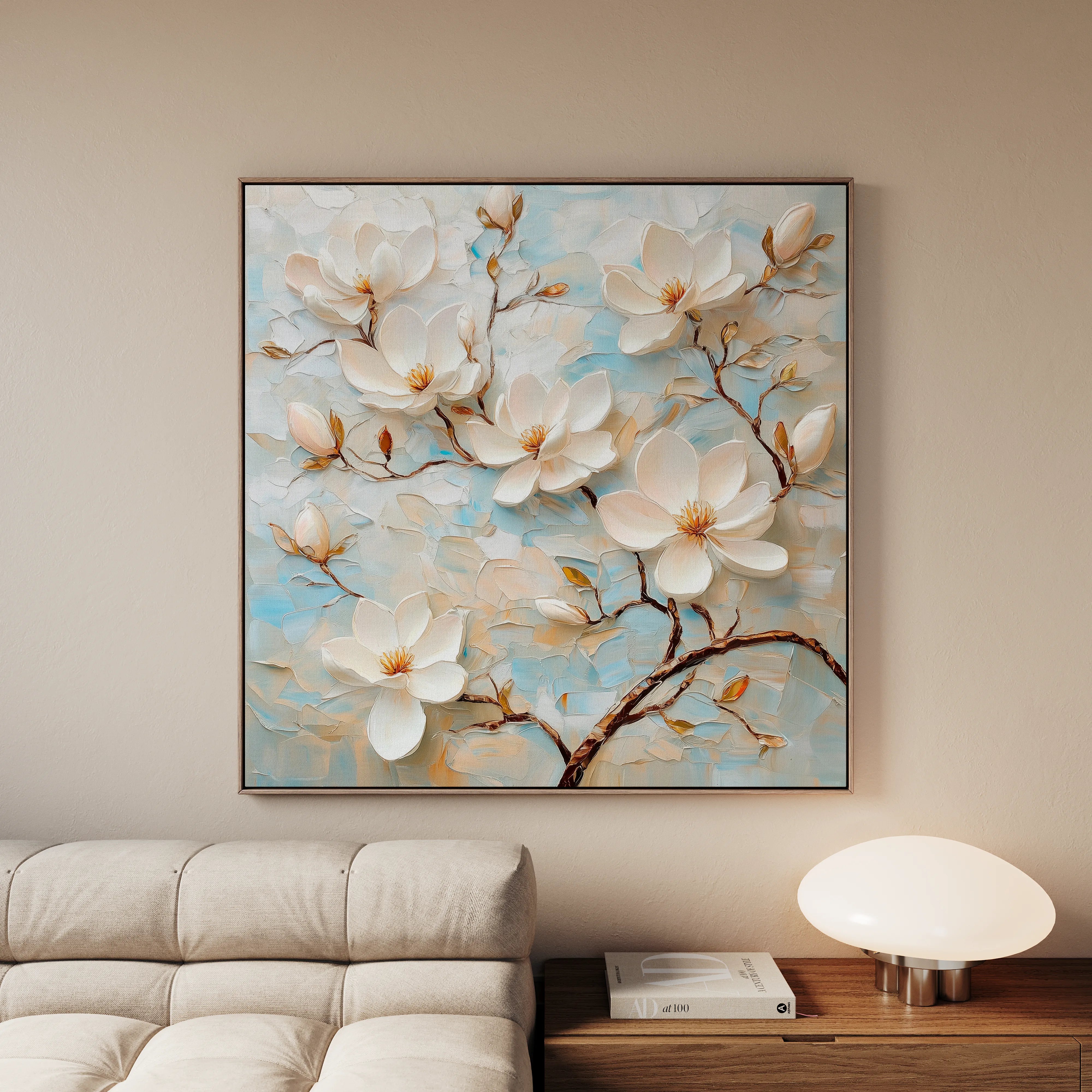 Floral 1368 Canvas Art 16" x 16" / 40 x 40 cm / Black