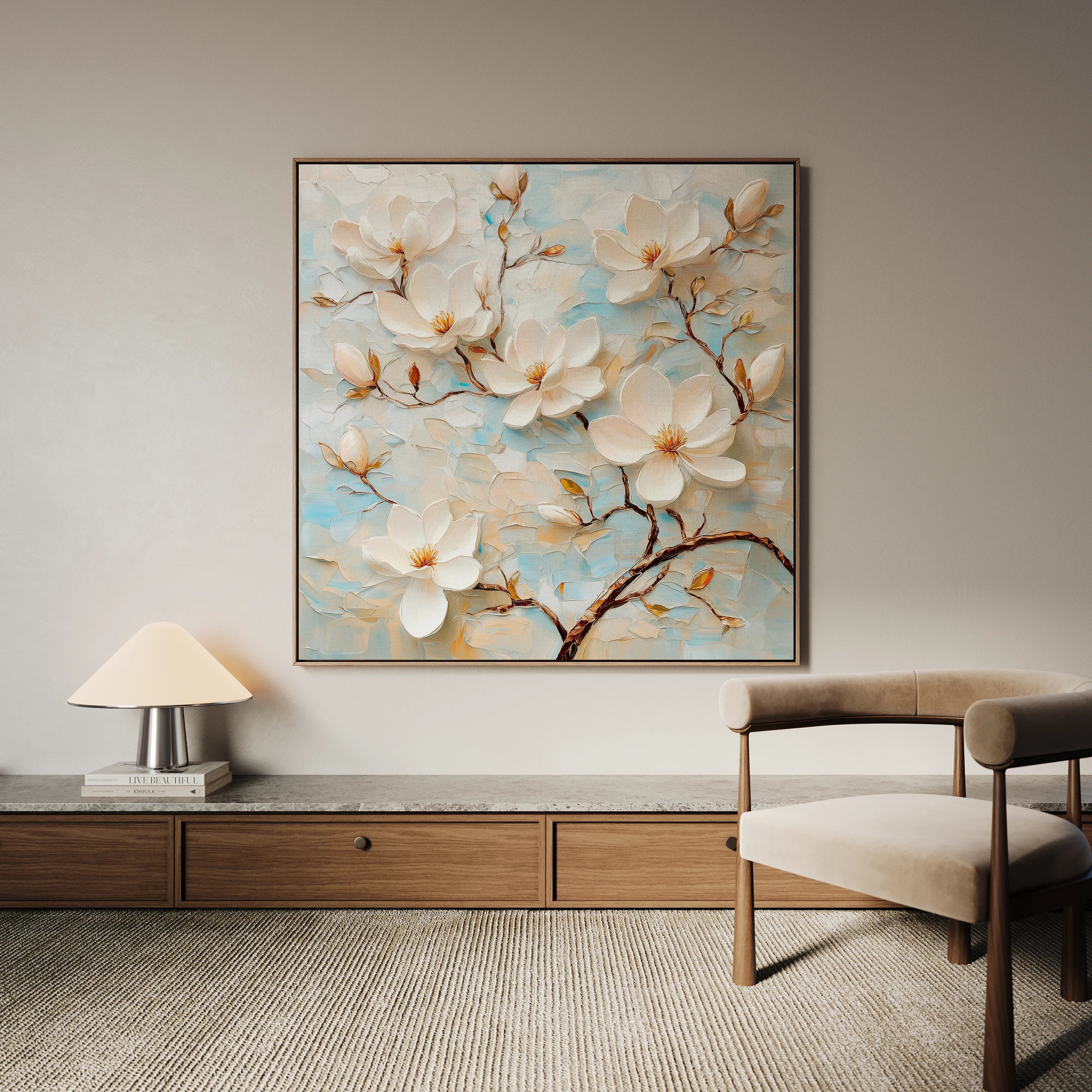 Floral 1368 Canvas Art 16" x 16" / 40 x 40 cm / Black