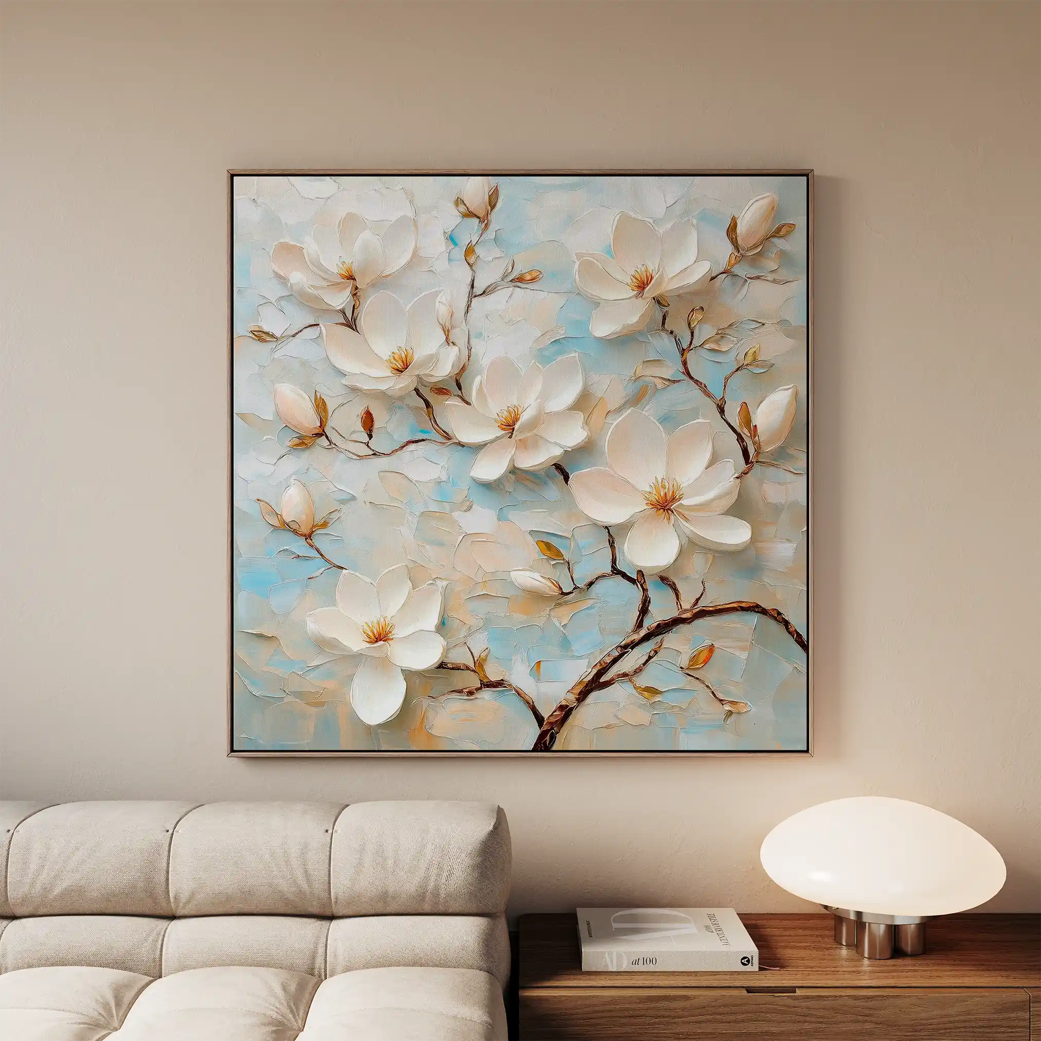 Floral 1368 Canvas Art 16" x 16" / 40 x 40 cm / Black
