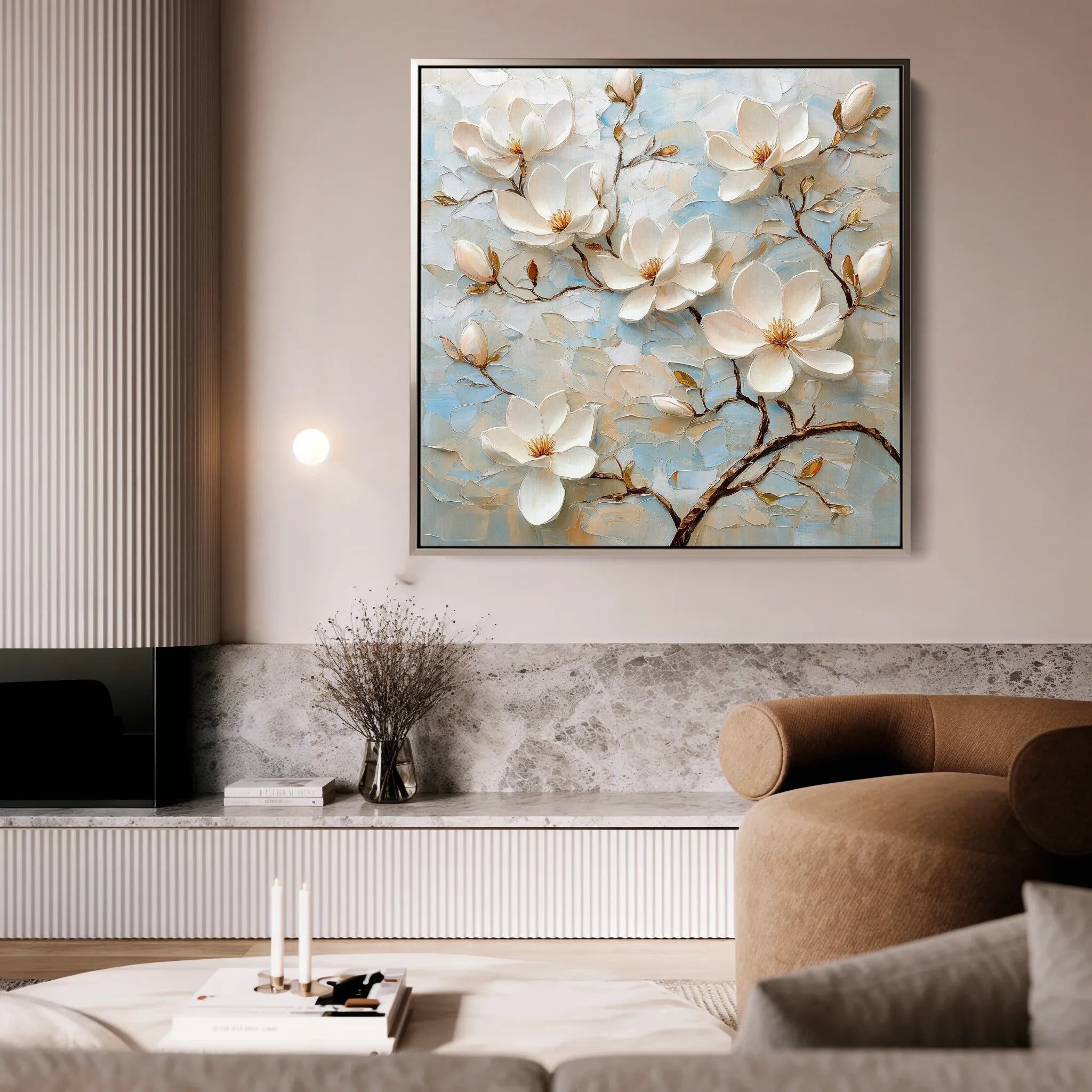Floral 1368 Canvas Art 16" x 16" / 40 x 40 cm / Black