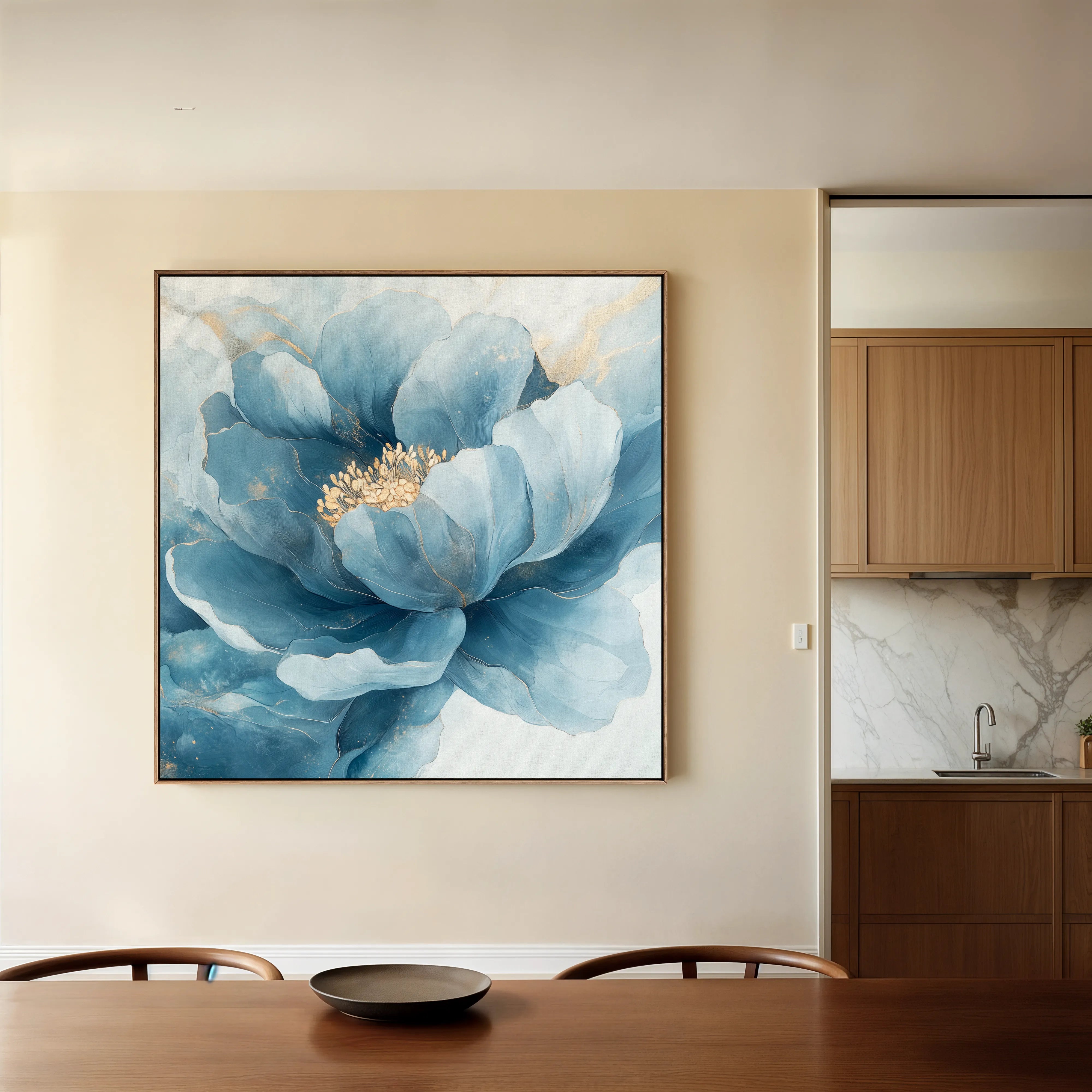Floral 1369 Canvas Art 16" x 16" / 40 x 40 cm / Black