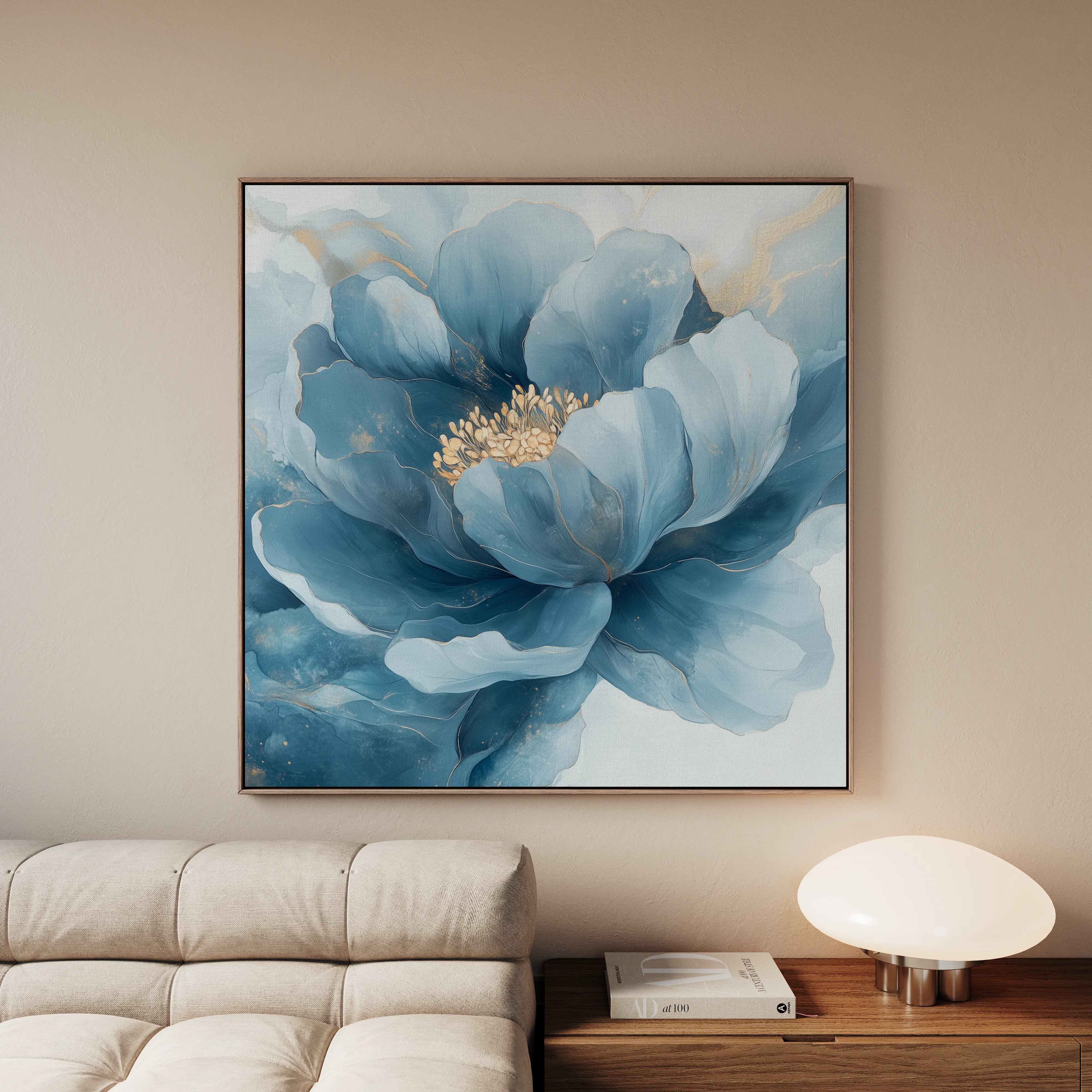 Floral 1369 Canvas Art 16" x 16" / 40 x 40 cm / Black
