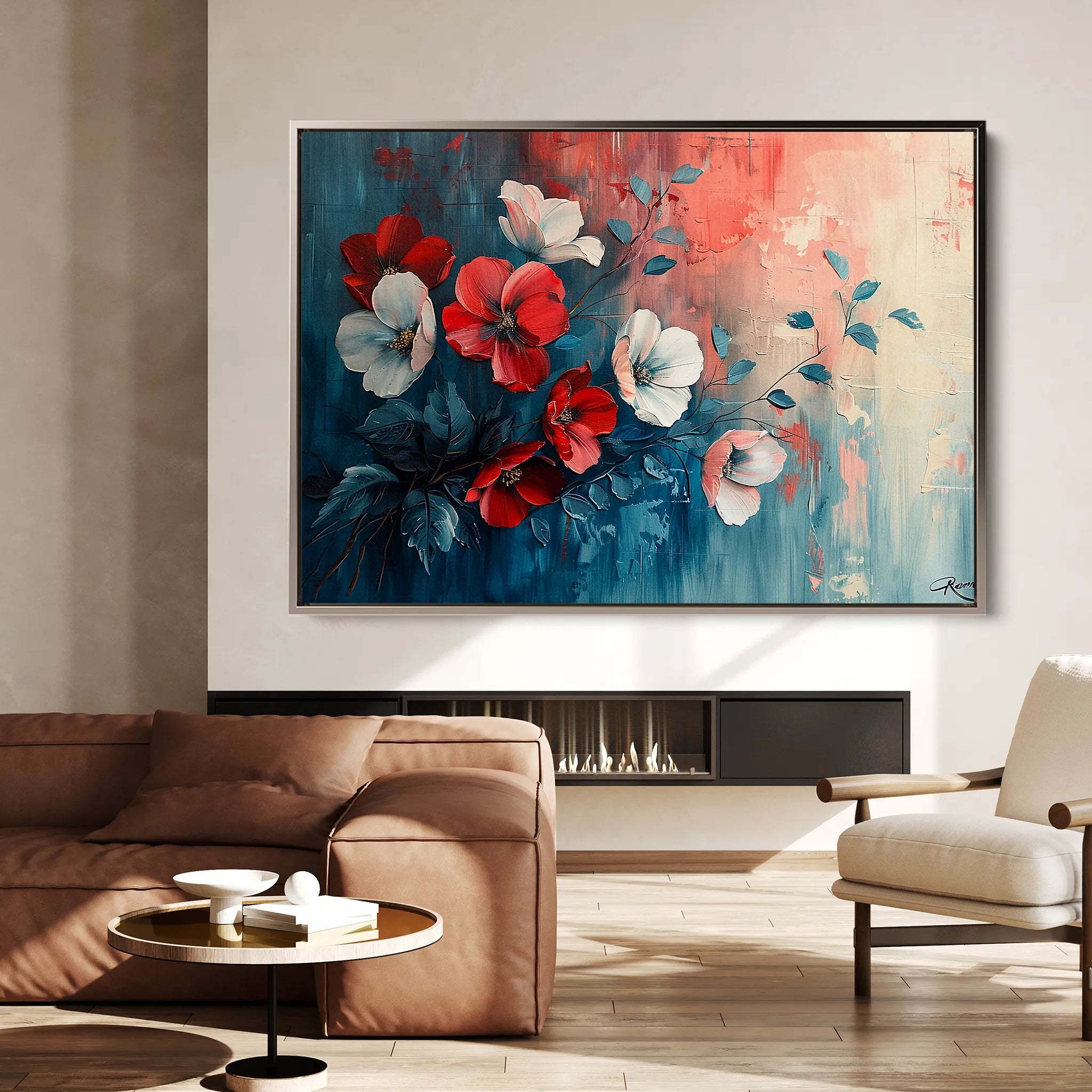 Floral 137 Canvas Art 18" x 24" / 45 x 60 cm / Black