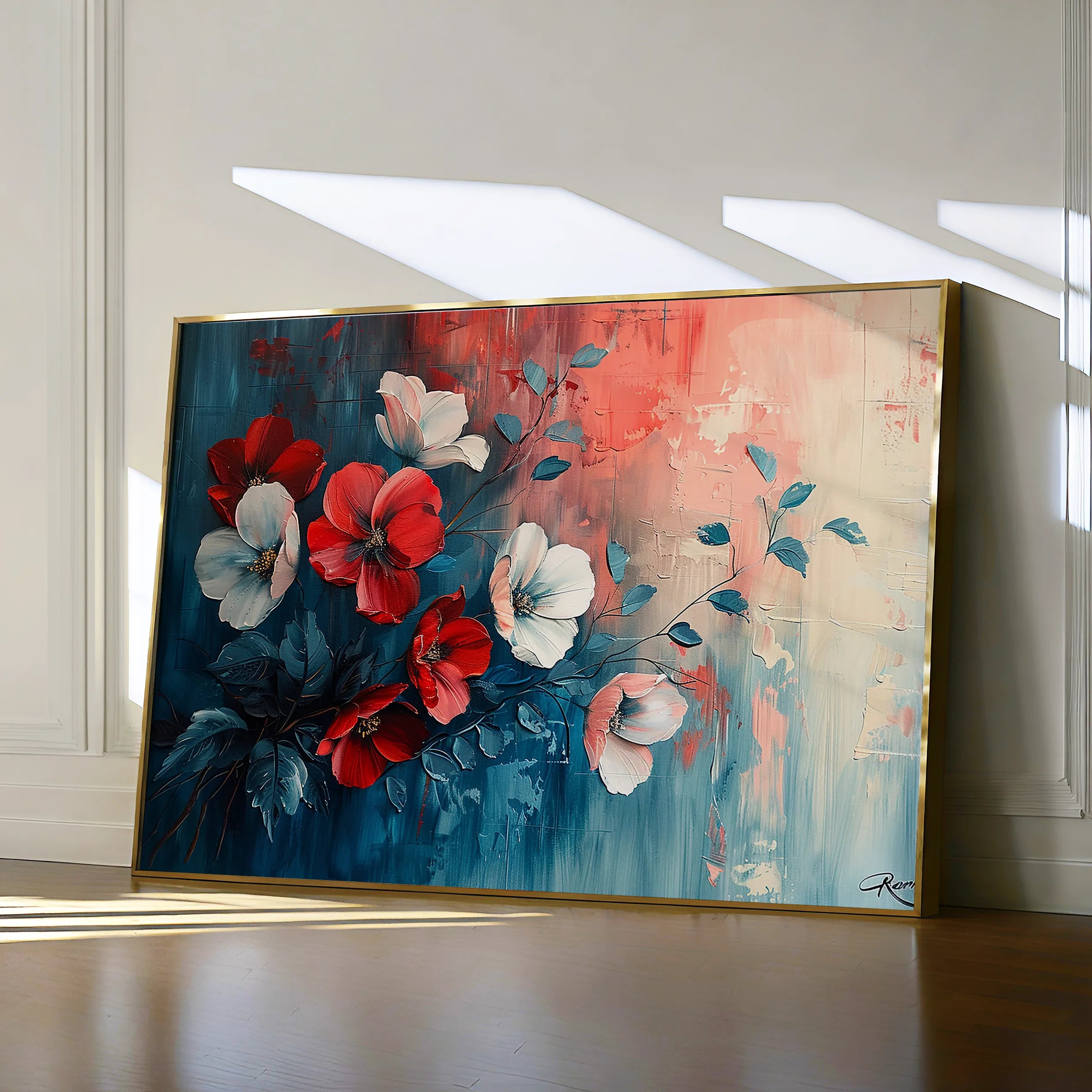 Floral 137 Canvas Art 18" x 24" / 45 x 60 cm / Black