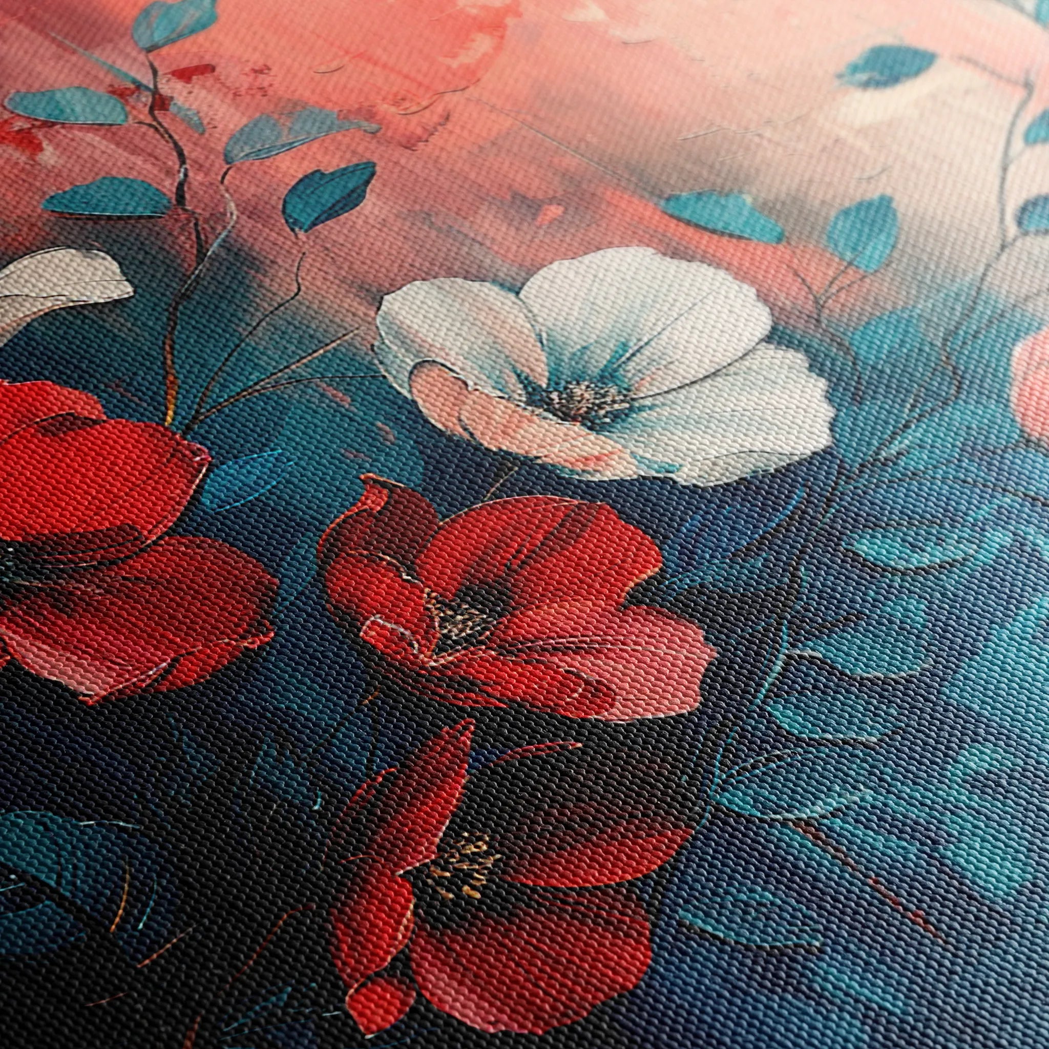 Floral 137 Canvas Art 18" x 24" / 45 x 60 cm / Black