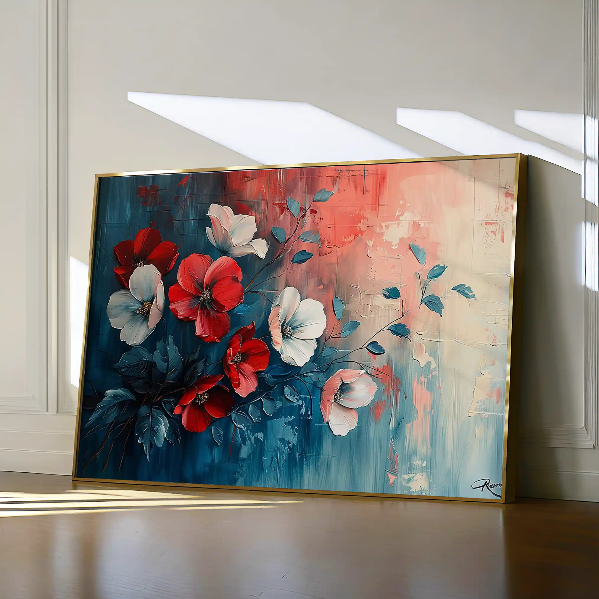 Floral 137 Canvas Art 60 x 40 cm / Black